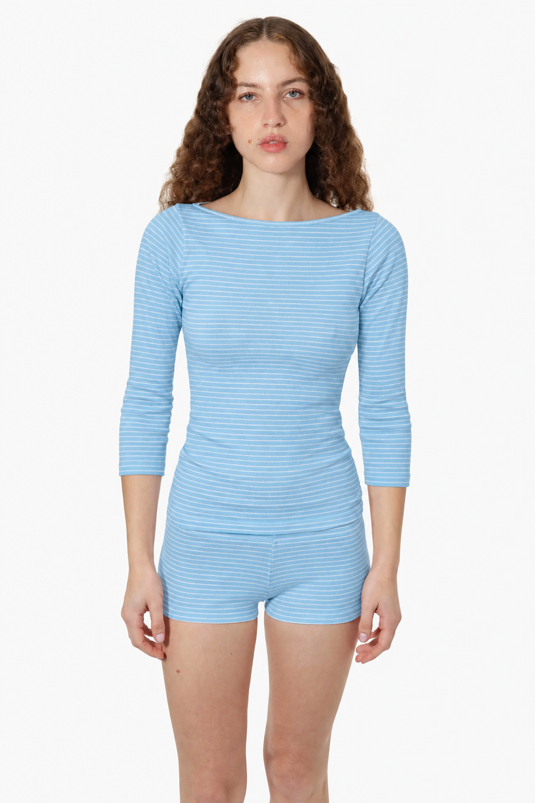 43044 - Baby Rib 3/4 Sleeve Boatneck Top