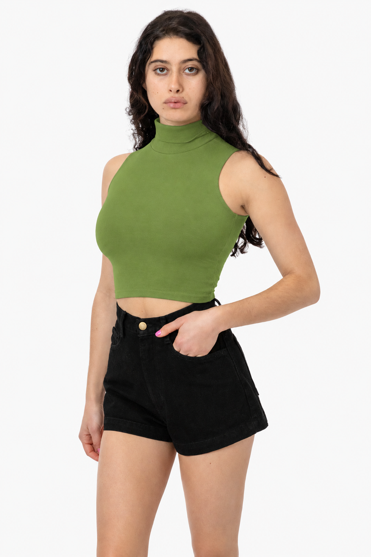 83073GD - Garment Dye Sleeveless Turtleneck Crop Top