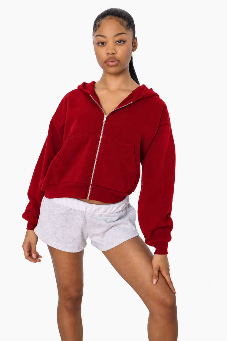 HF16 - Heavy Fleece Cropped Zip-Up Hoodie (Garment Dye)
