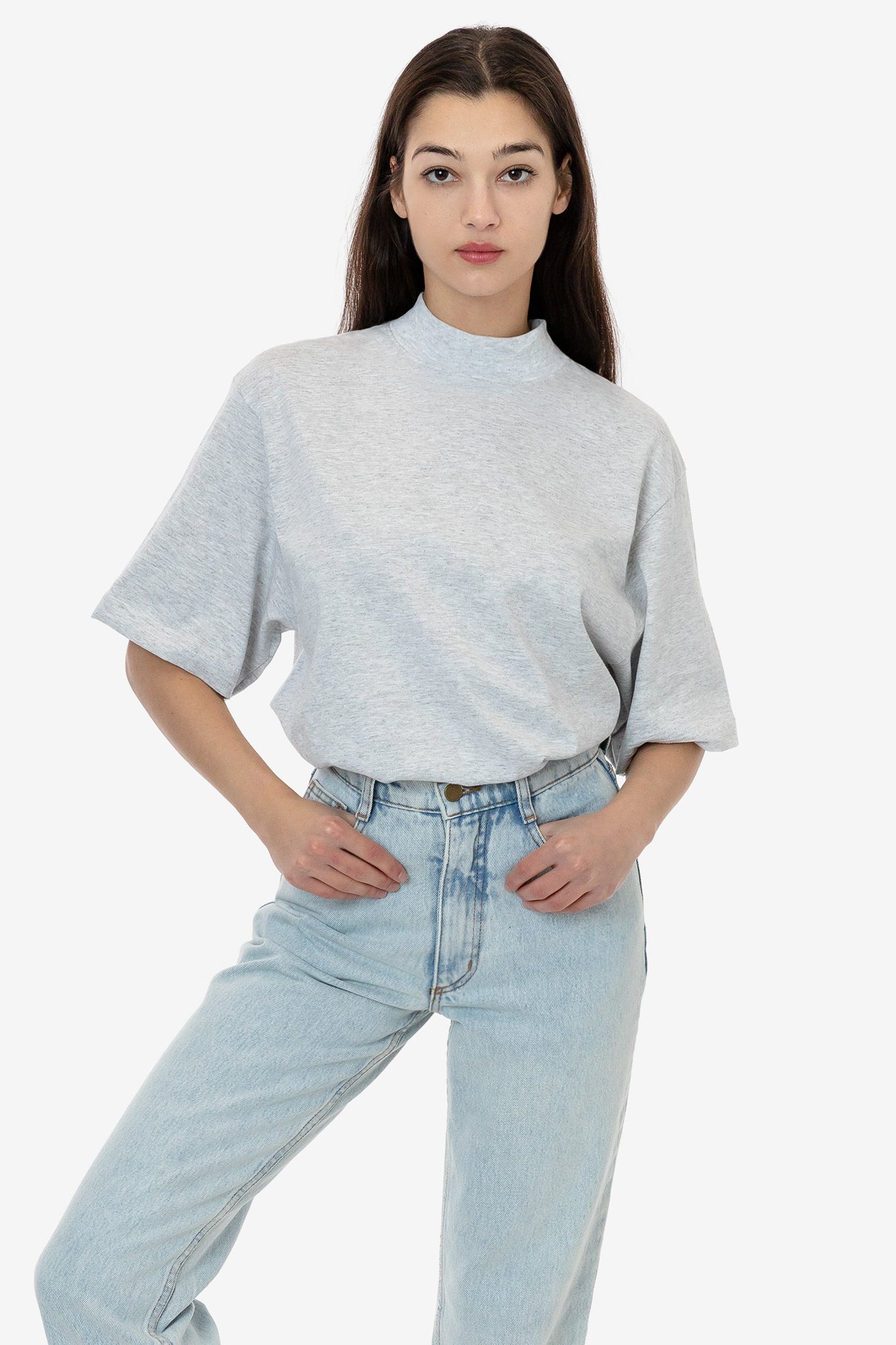 1825GD Mix - Oversized Short Sleeve High Mockneck T-shirt