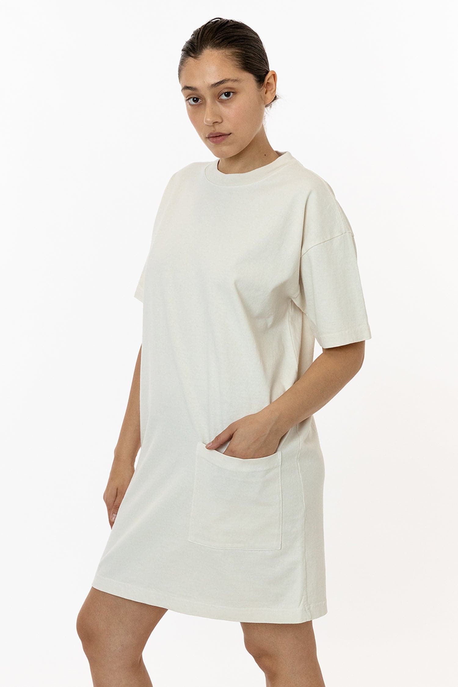 1431GD - Garment Dye Oversized T-Shirt Dress, Creme / M/L 1431GD - Garment Dye Oversized T-Shirt Dress, Creme / M/L