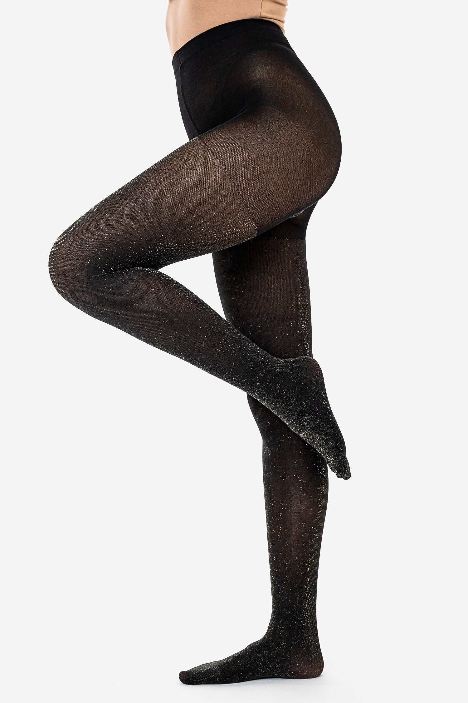 Black Silver Shimmer Tights for Women