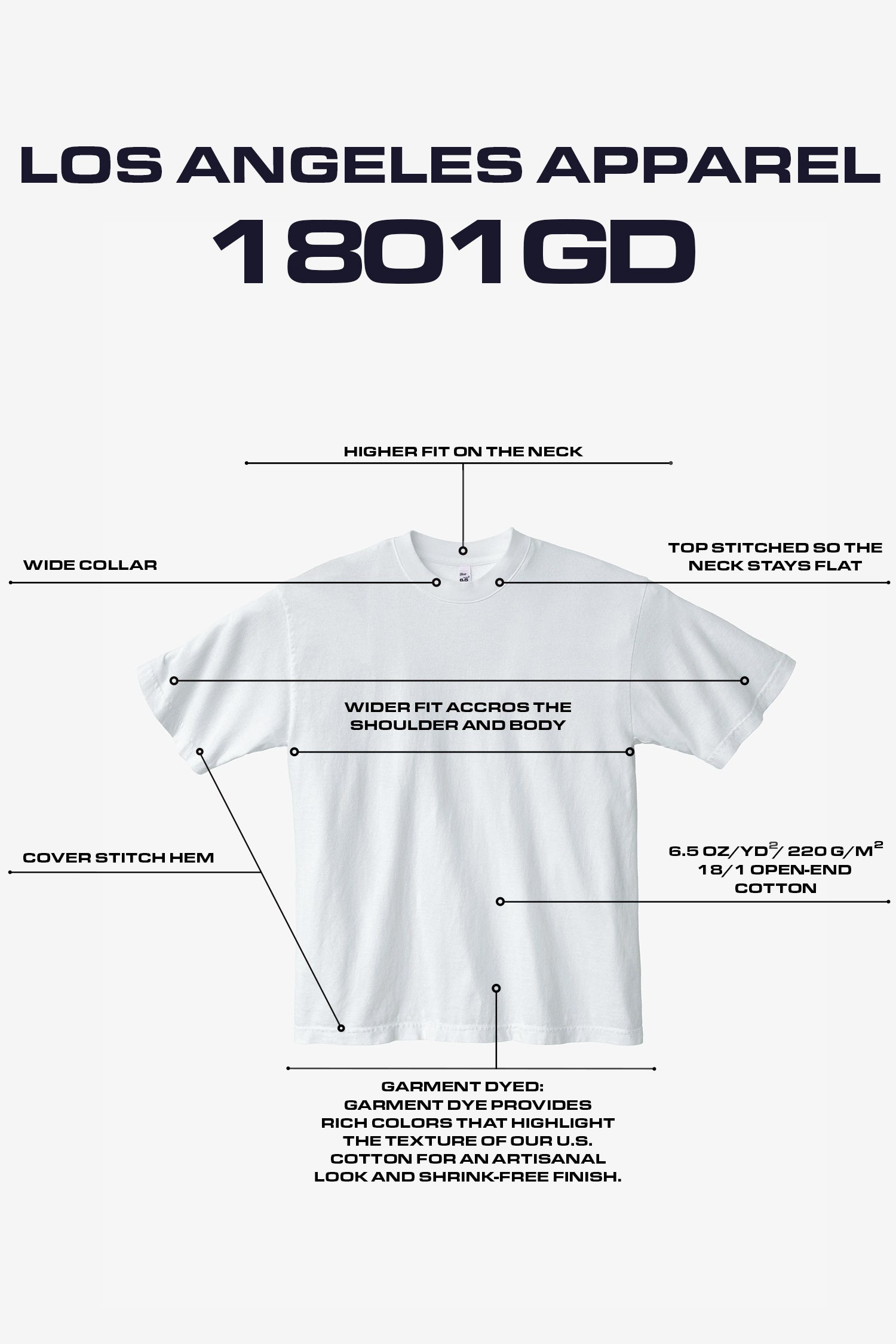 The 1801 - 6.5oz Garment Dye Crew Neck T-Shirt (Colors 3 of 3)