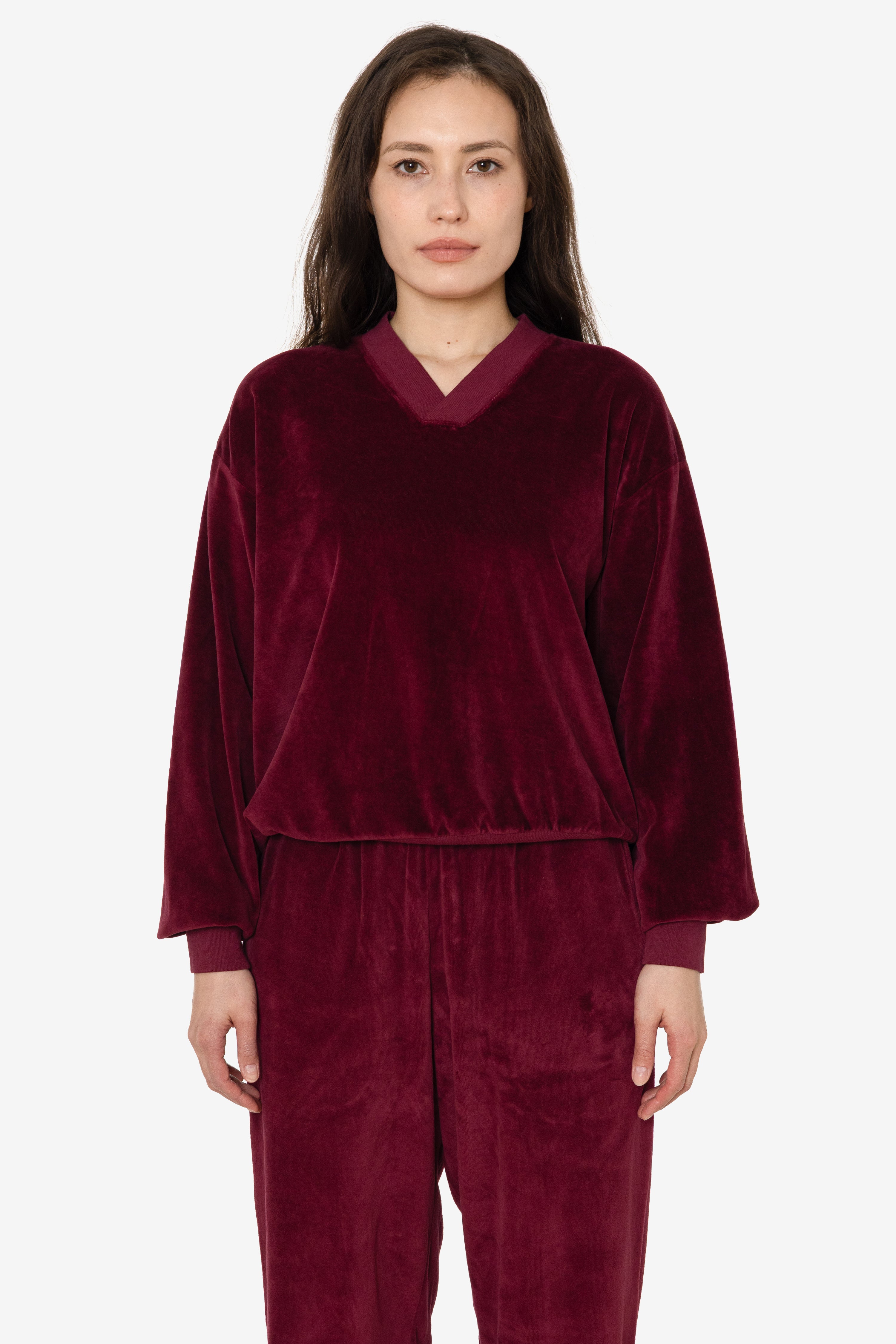 VLR56GD - Garment Dye Velour V-neck Sweatshirt – Los Angeles Apparel