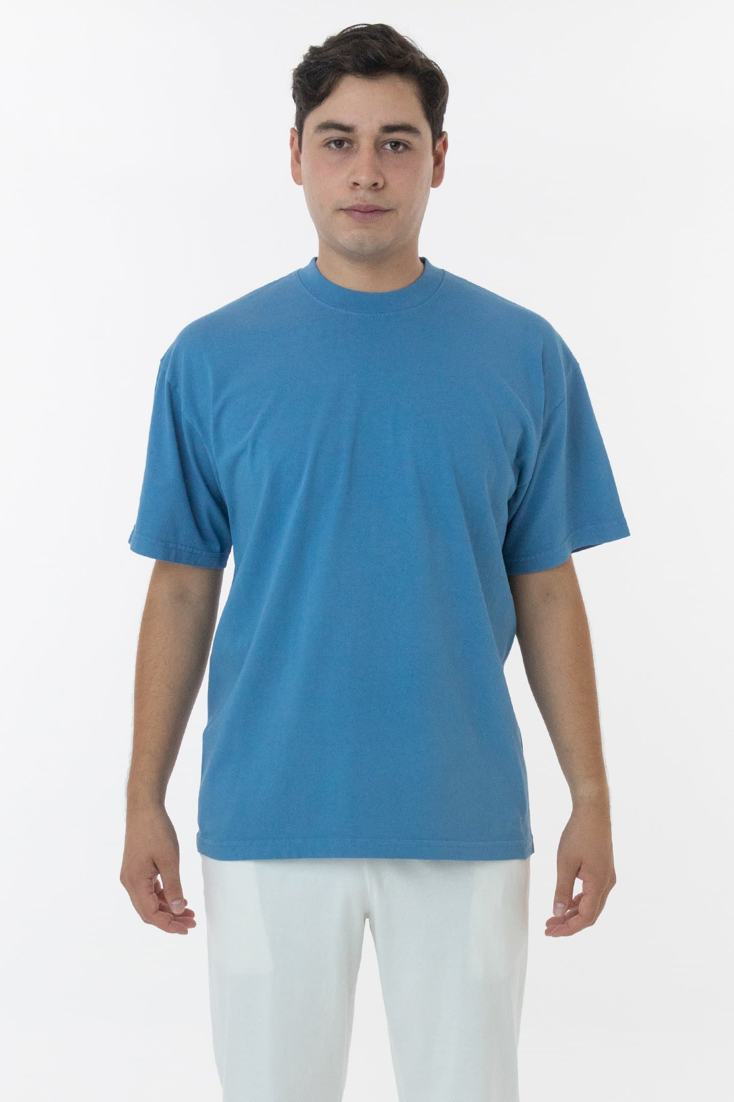 The 1801 - 3) 6.5oz – Angeles Crew Garment (Colors Apparel Neck Los 1 of Dye T-Shirt