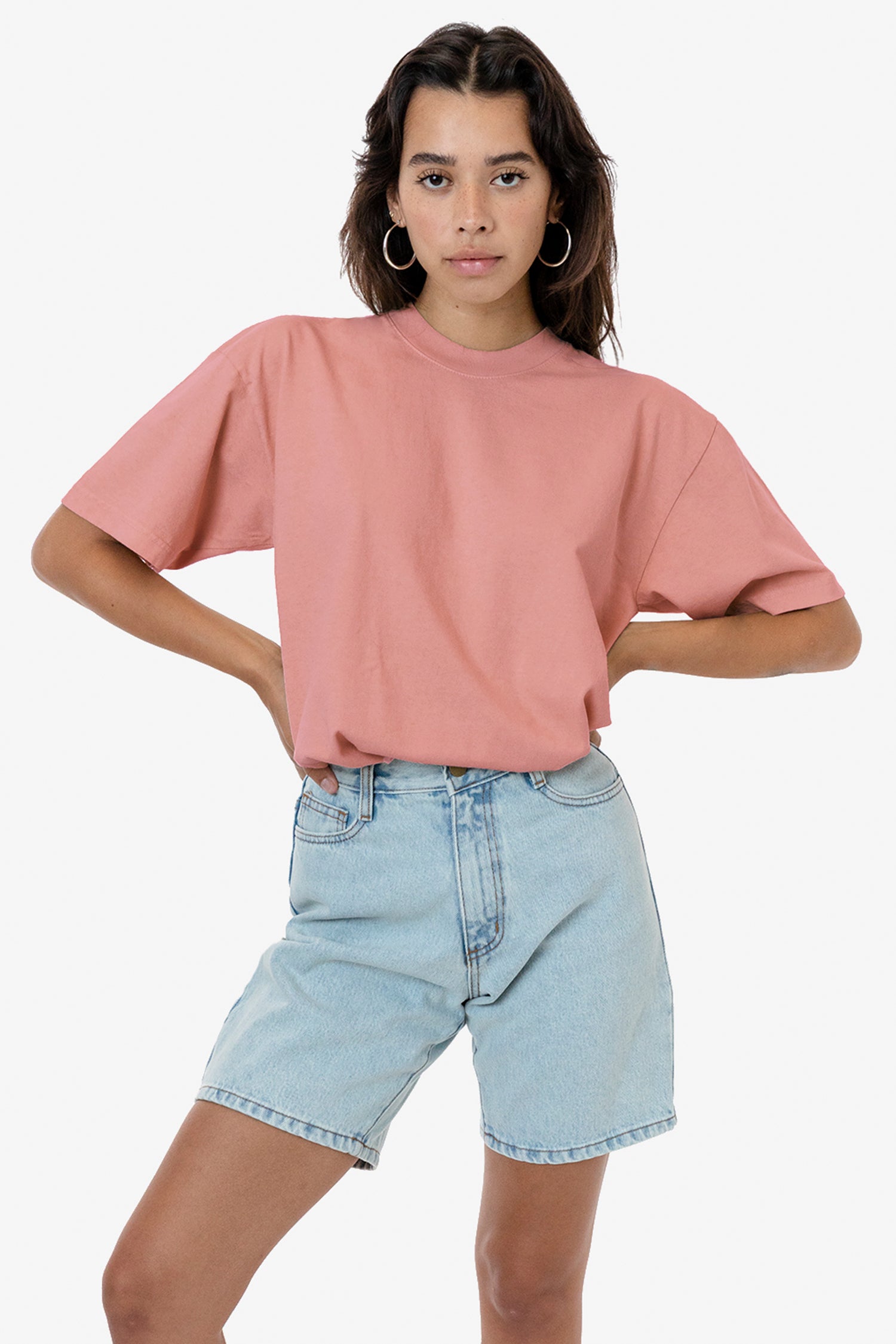 Los Garment Angeles Crew – The (Colors - Neck Apparel 1801 1 T-Shirt 3) Dye of 6.5oz