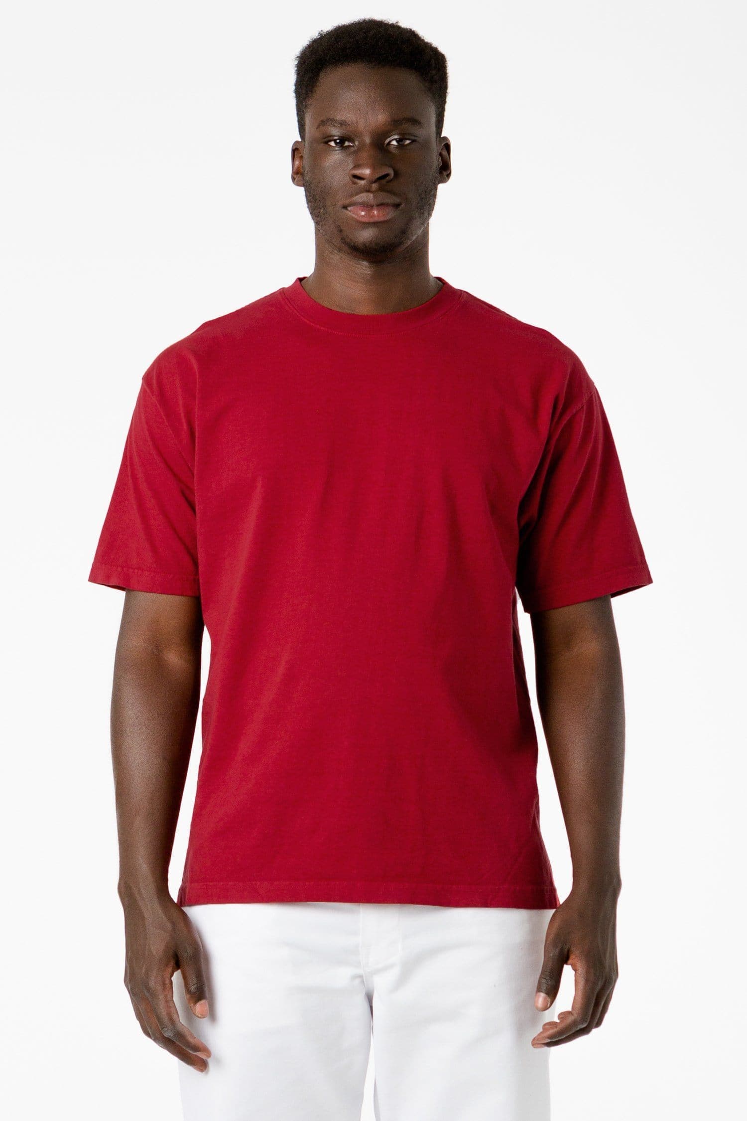 Los Angeles Apparel | The 1801 | Shirt Pigment Dye in Clove, Size Large | Crew Neck