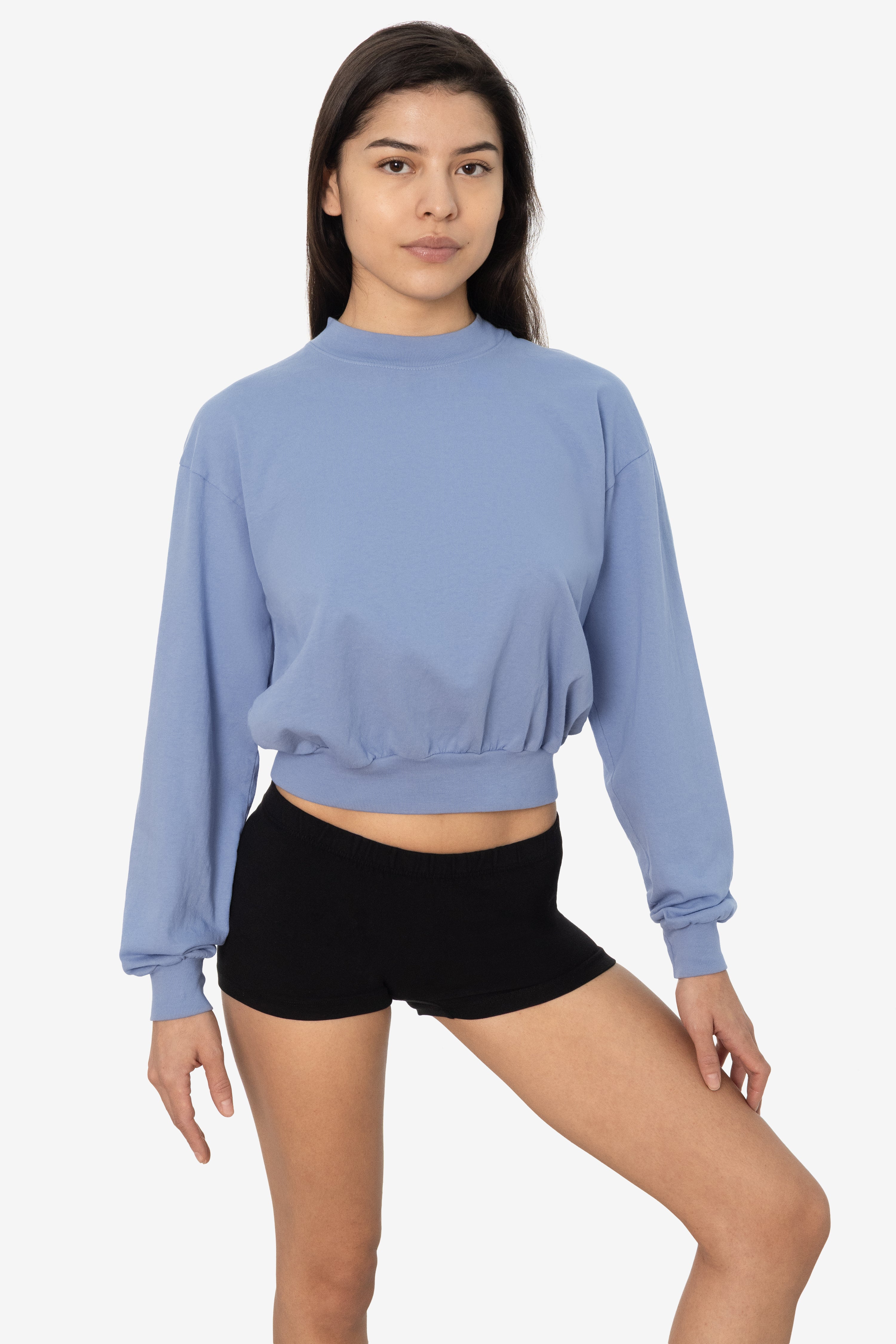 1804GD - Long Sleeve Garment Dye Cropped Mockneck – Los Angeles