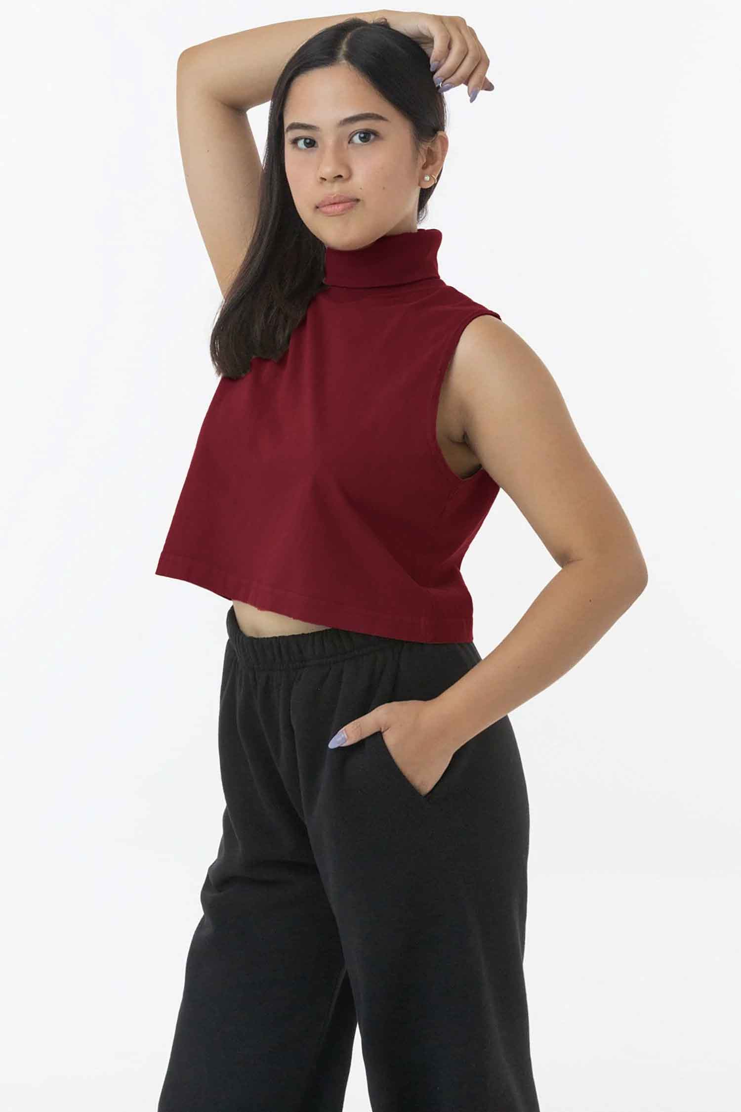 18323GD - Garment Dye Sleeveless Turtleneck Crop Top – Los Angeles