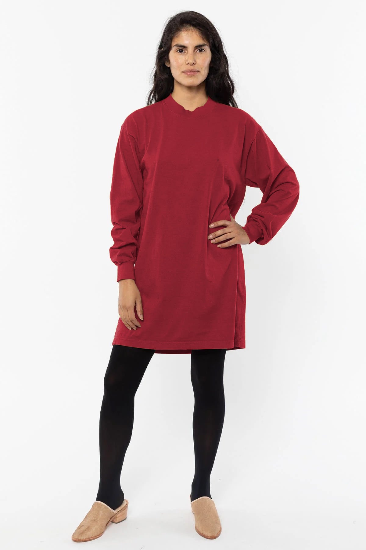 1837GD - Long Sleeve Garment Dye Mockneck Dress – Los Angeles Apparel