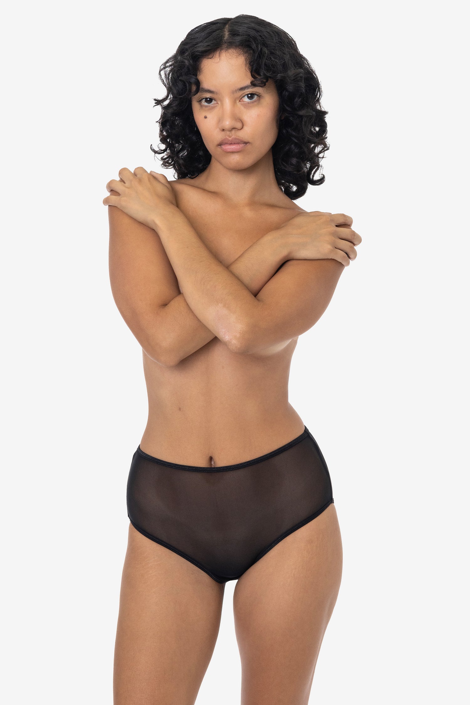 high waisted black underwear for sheer dress Panache Black Label Esme Semi-sheer Mesh Lined Highwaist Brief Panty Underwear