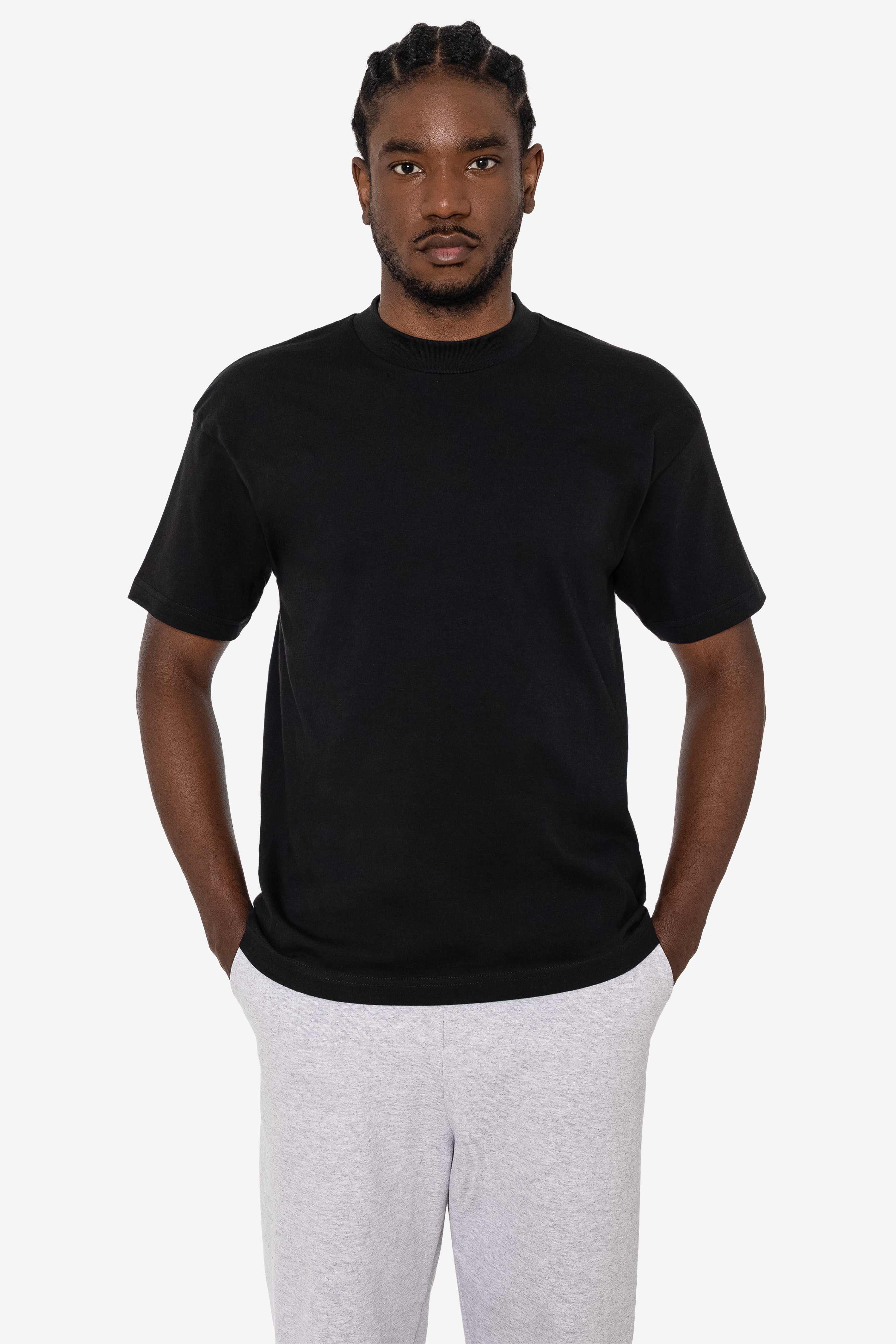 2017MN - 6.0oz Mock Crew Neck Heavy Combed Cotton T-Shirt – Los