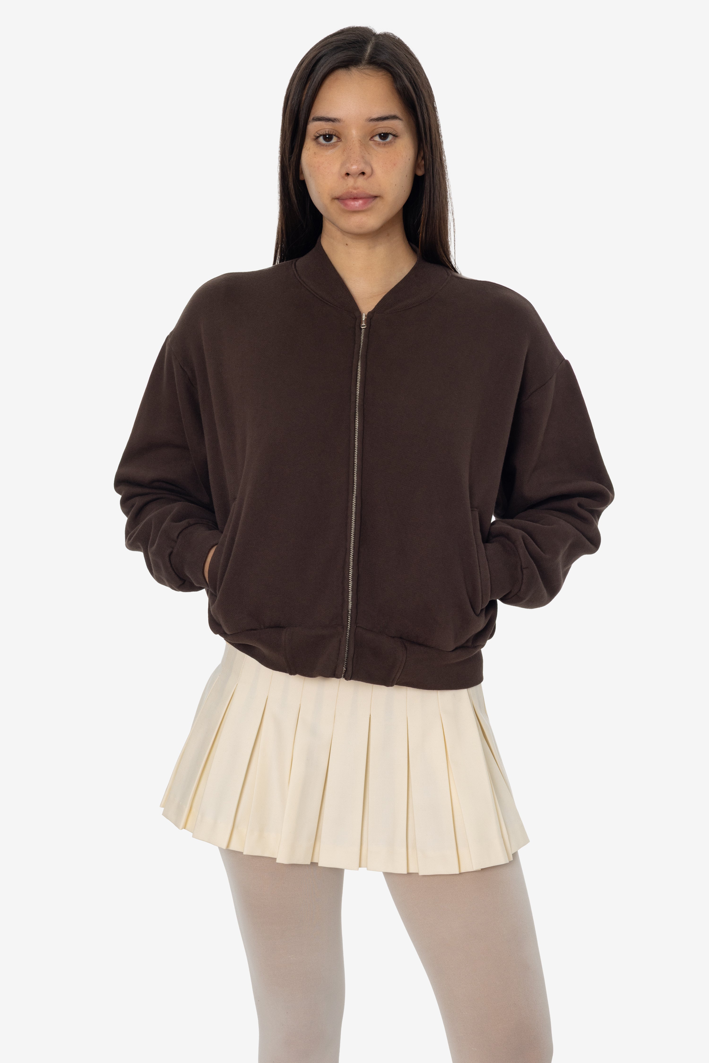 ALP375GD - Alpine Fleece Zip Up Cropped Bomber – Los Angeles Apparel