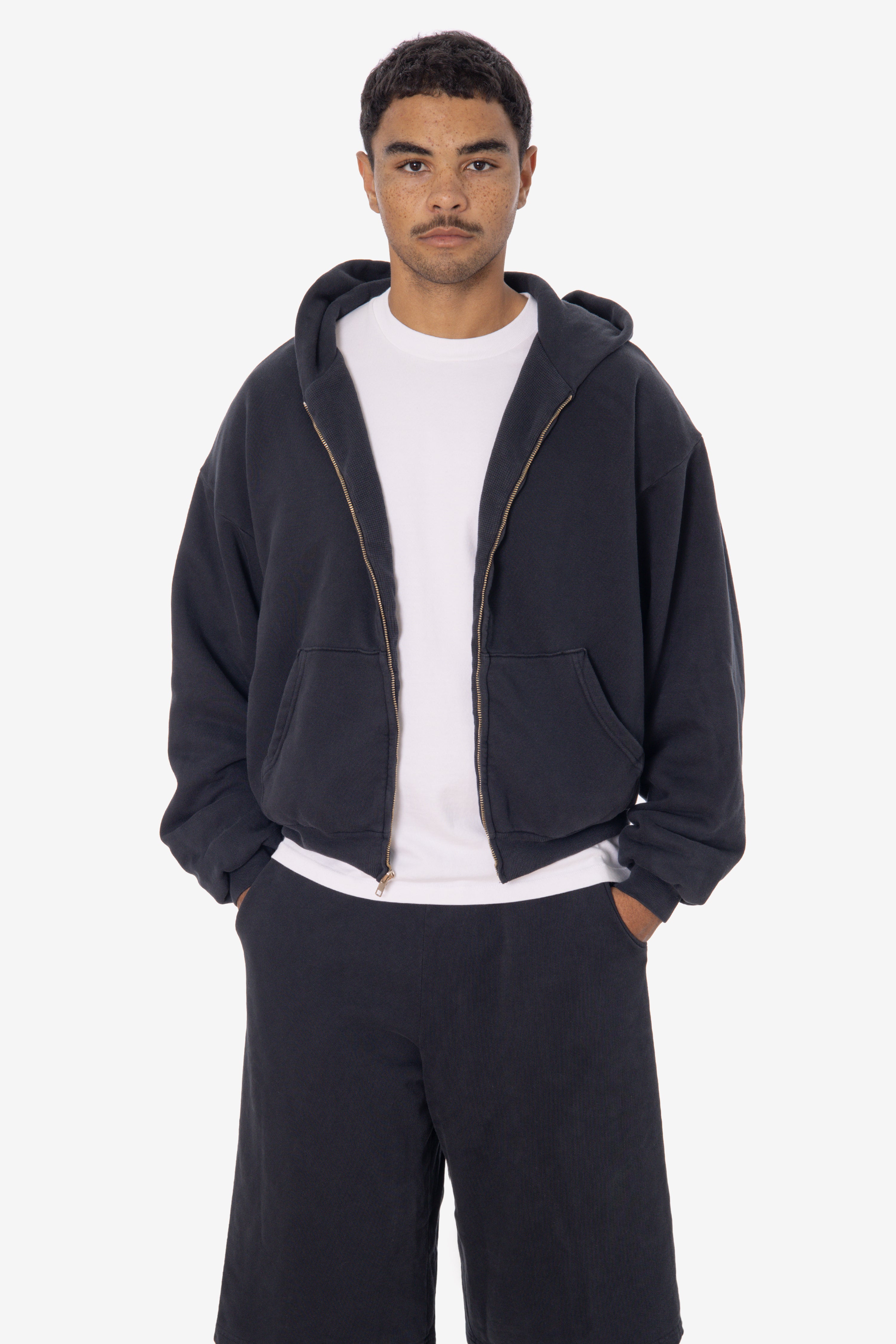 ALP10GD - Thermal Lined Cropped Zip Up Hoodie – Los Angeles Apparel
