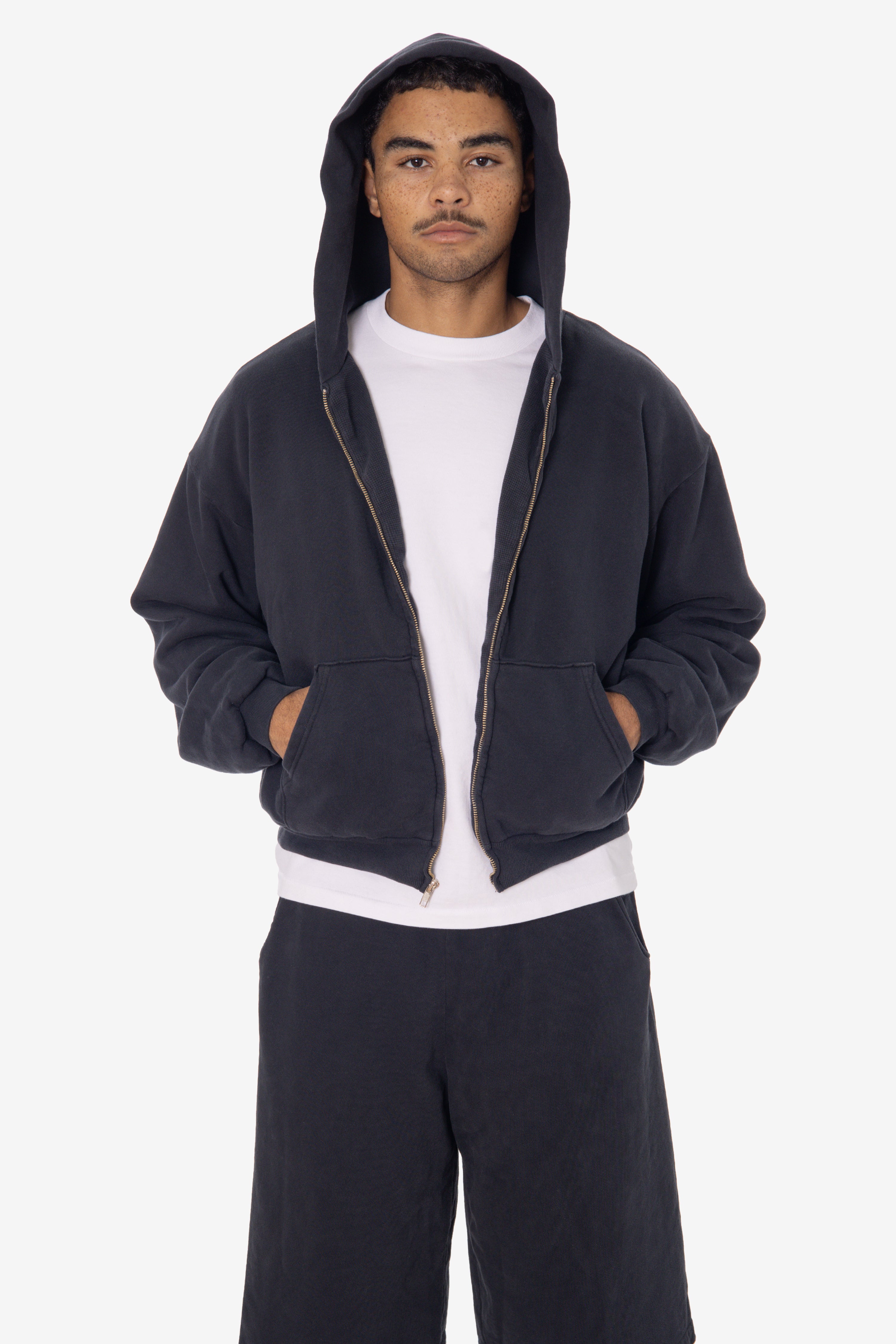 USA製 LOS ANGELES APPAREL ジップ パーカー BLACK LOS ANGELES APPAREL（ロサンゼルスアパレル） パーカー ジップアップ