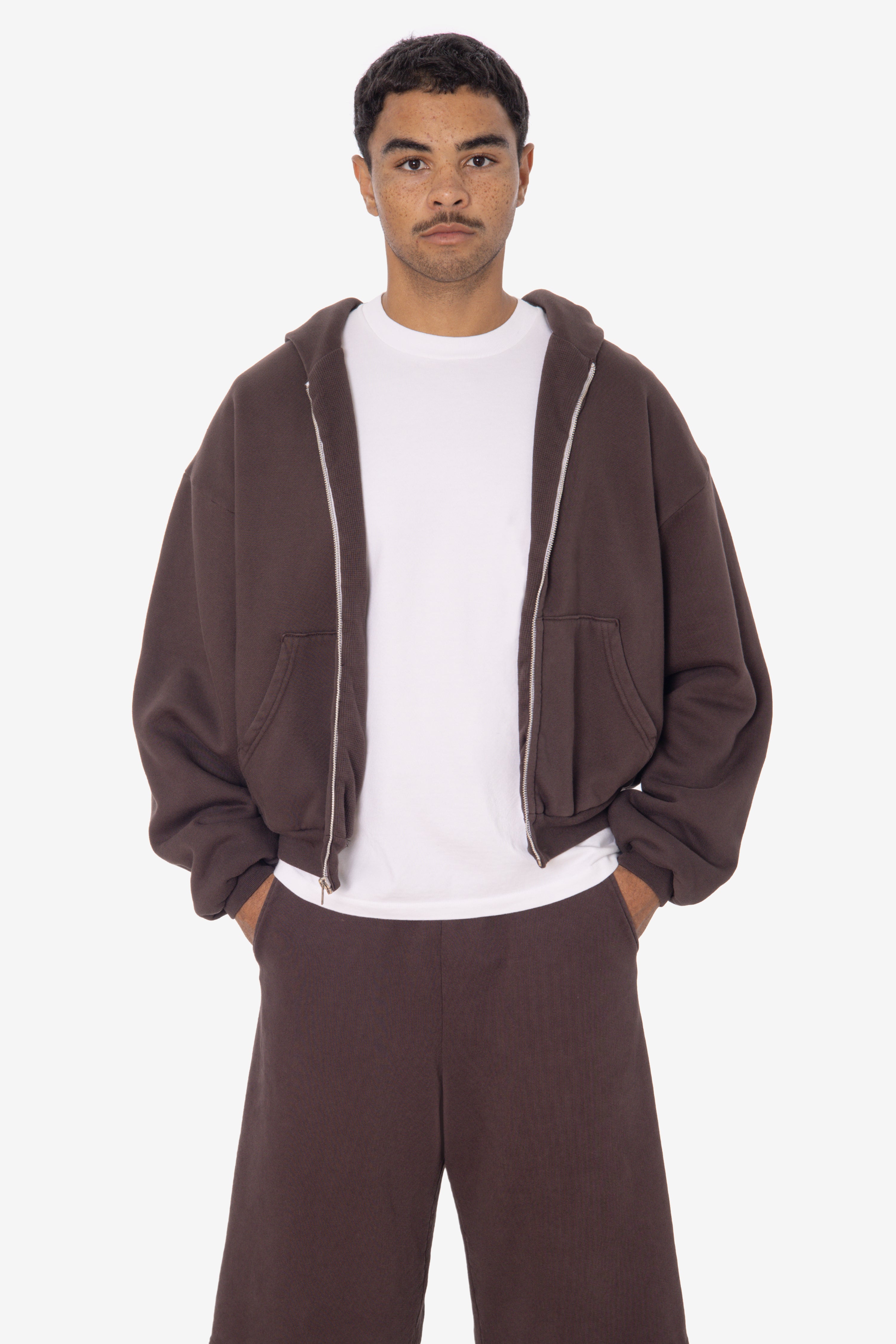 ALP10GD - Thermal Lined Cropped Zip Up Hoodie – Los Angeles Apparel