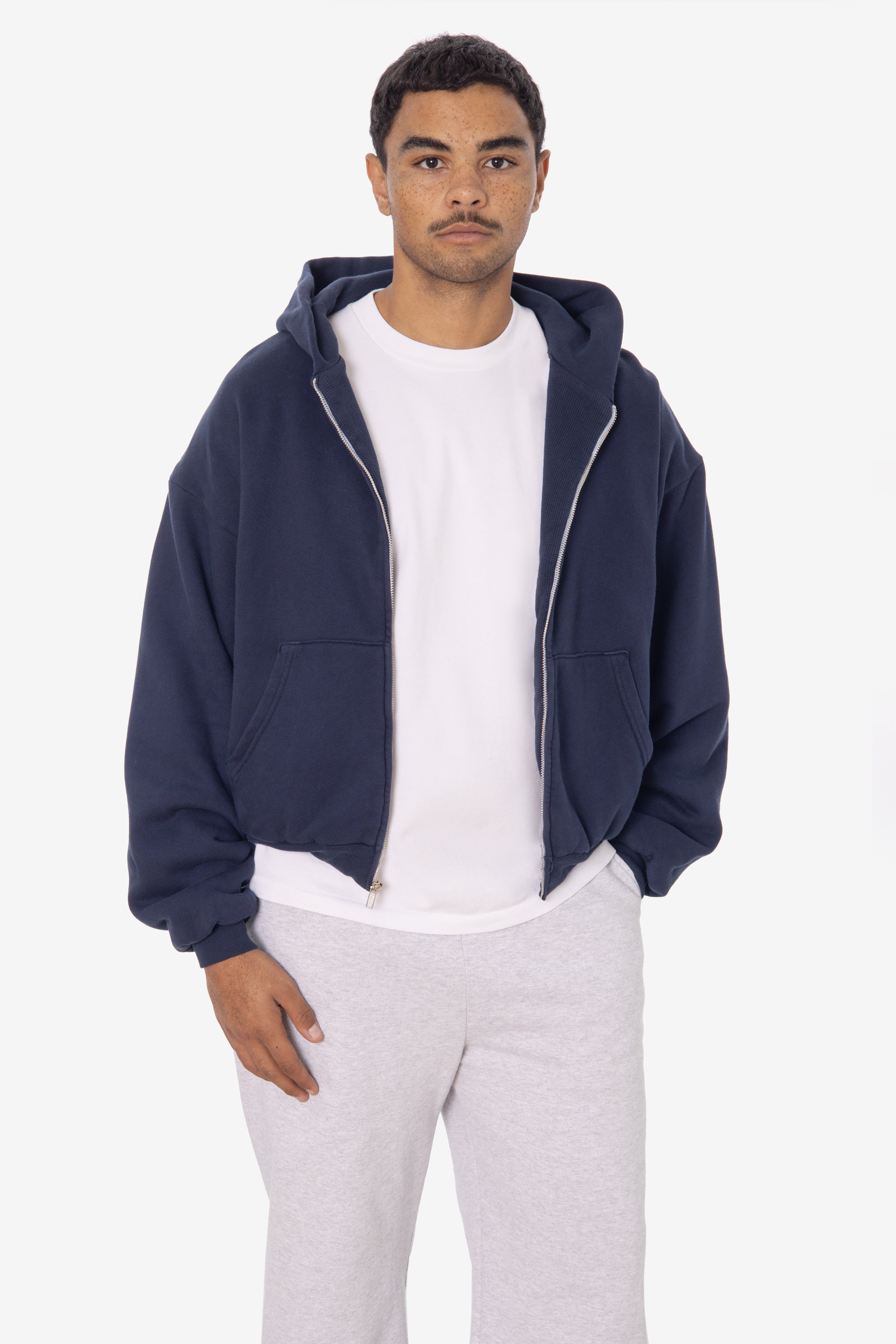 ALP10GD - Thermal Lined Cropped Zip Up Hoodie – Los Angeles Apparel