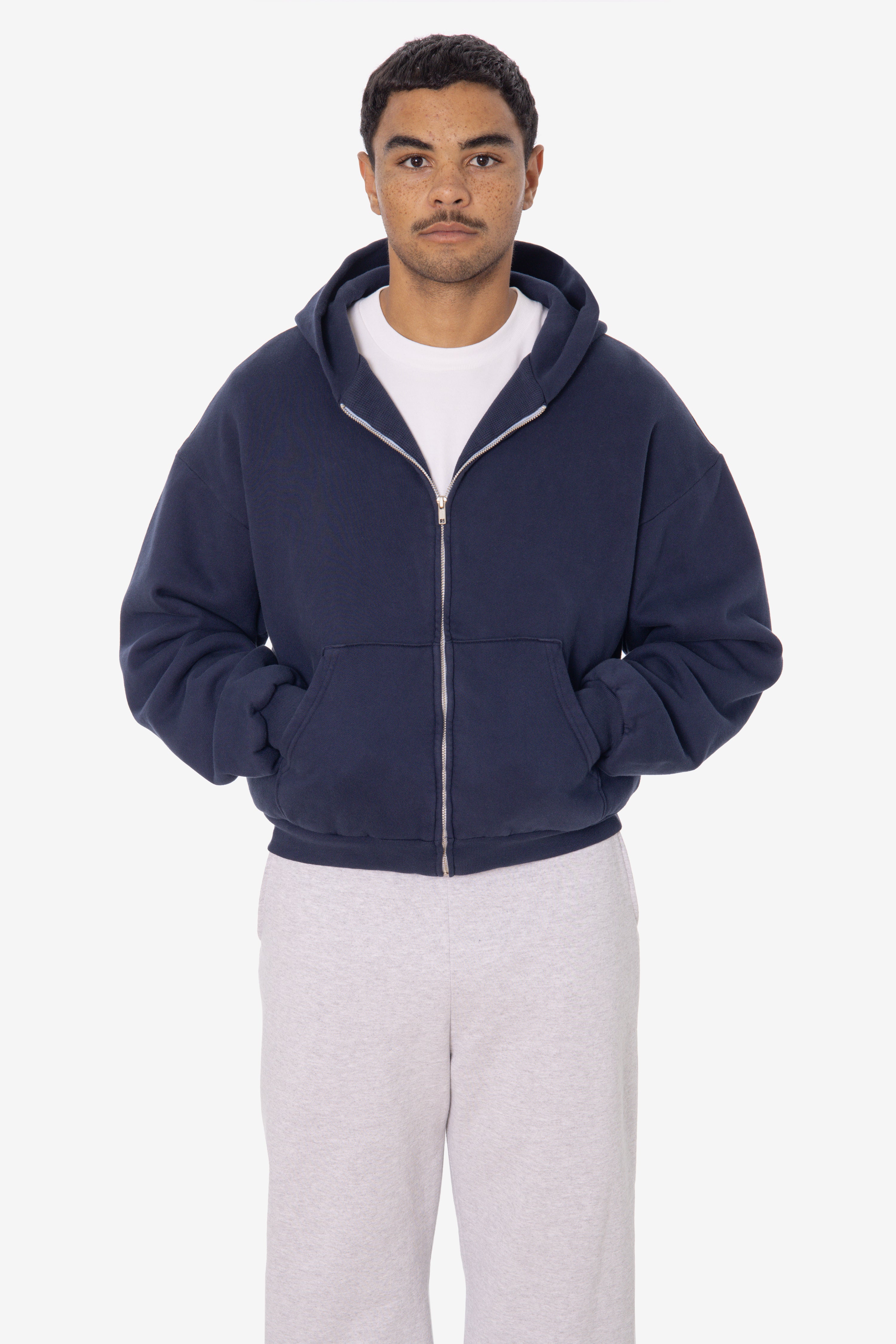 ALP10GD - Thermal Lined Cropped Zip Up Hoodie – Los Angeles Apparel