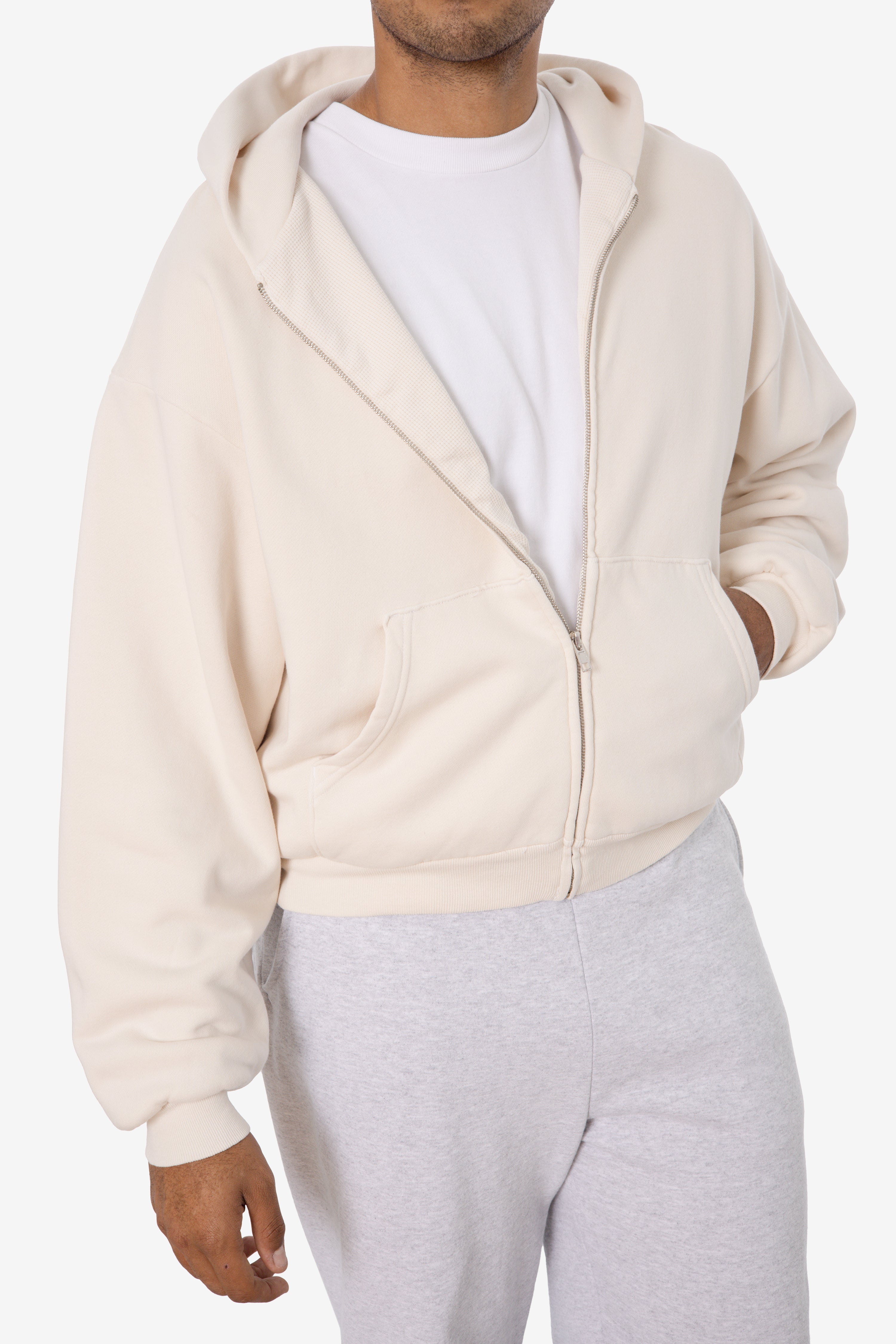ALP10GD - Thermal Lined Cropped Zip Up Hoodie – Los Angeles Apparel