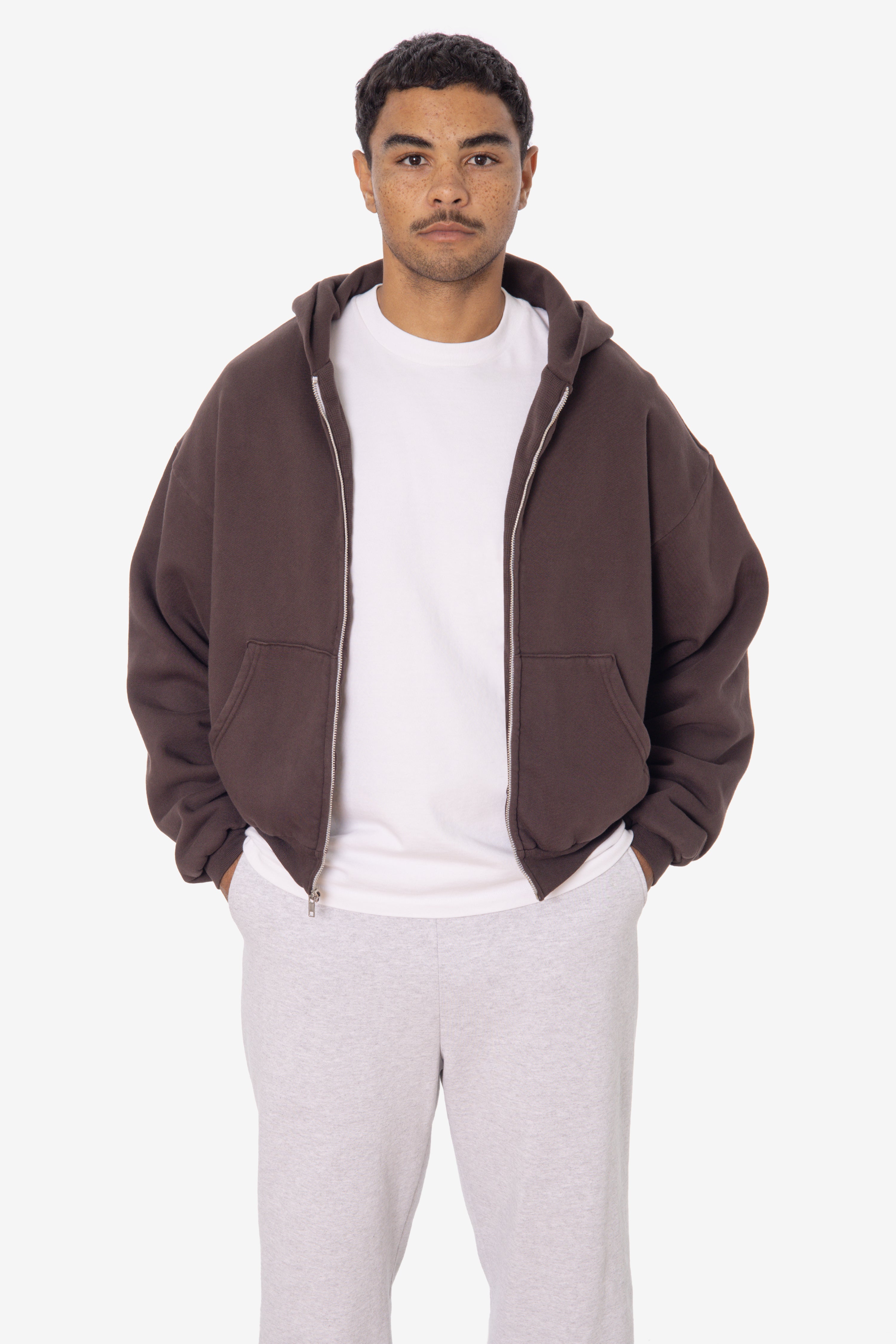 ALP10GD - Thermal Lined Cropped Zip Up Hoodie – Los Angeles Apparel