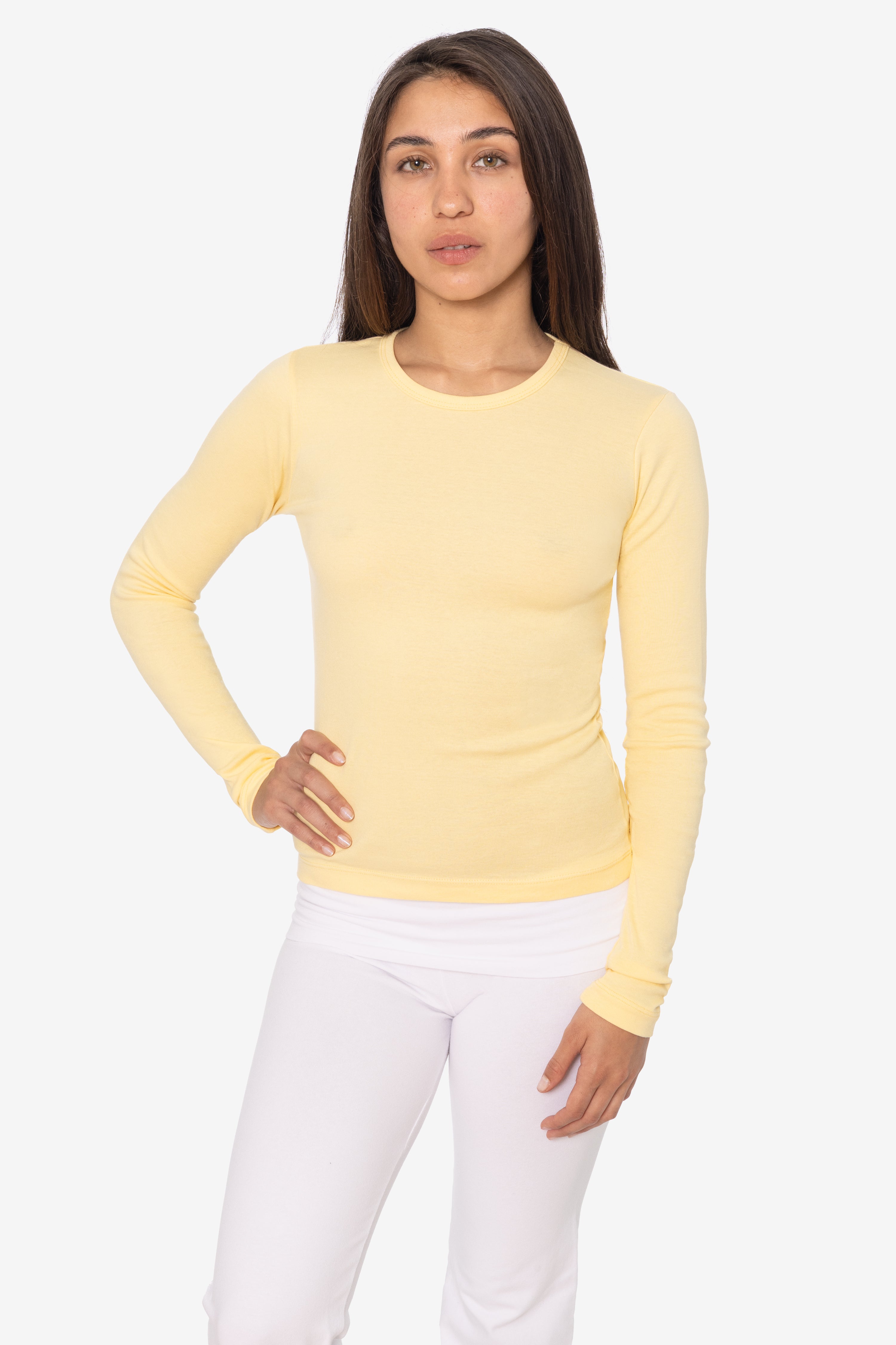 43007 - Baby Rib Long Sleeve Crewneck Tee – Los Angeles Apparel