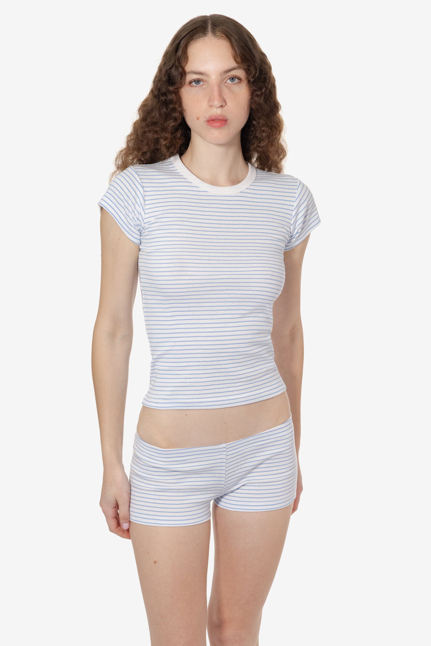 White/Baby Blue Pencil Stripe/White