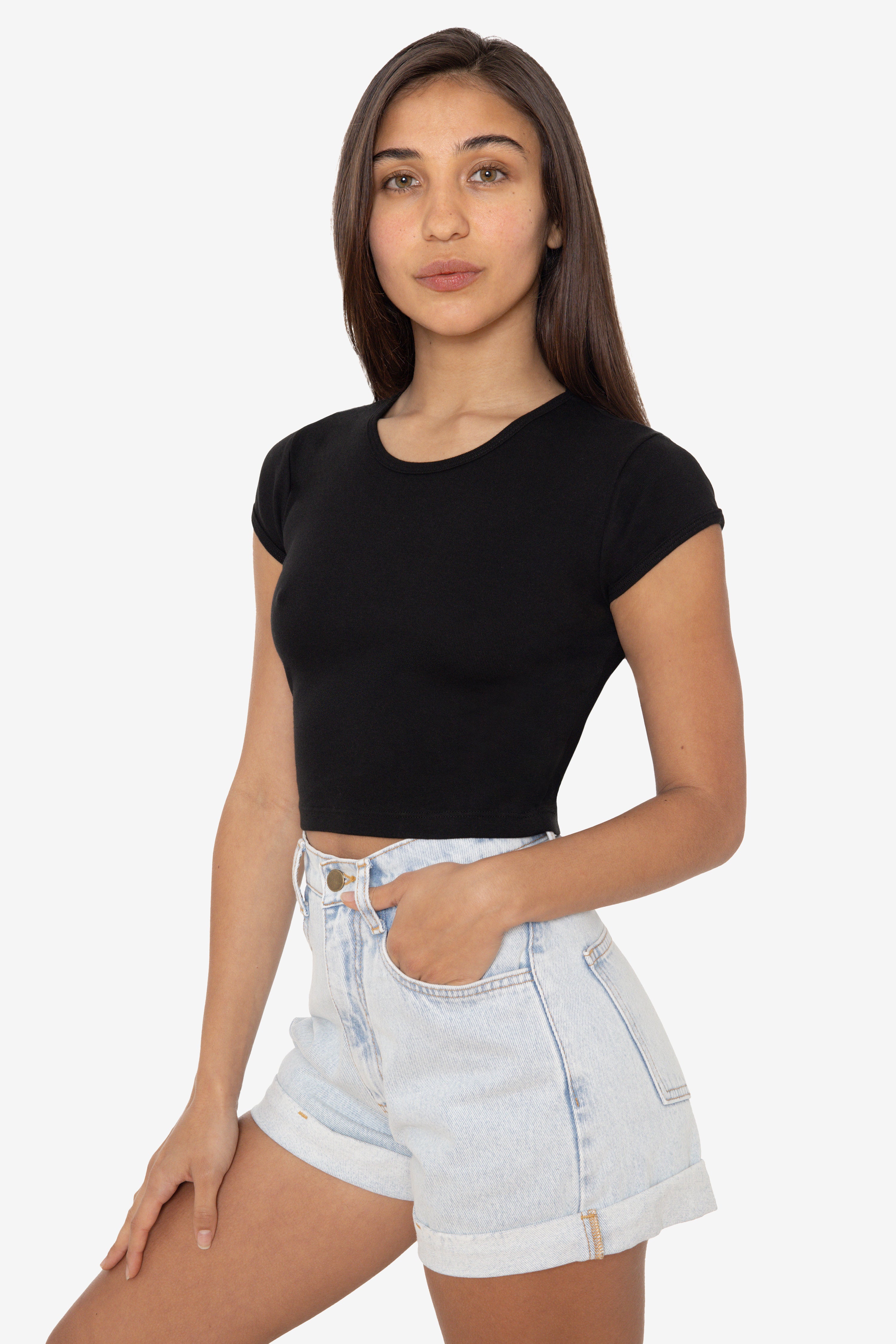 Babylclub トップス 43035 - Cap Sleeve Baby Rib Crop Top – Los Angeles Apparel