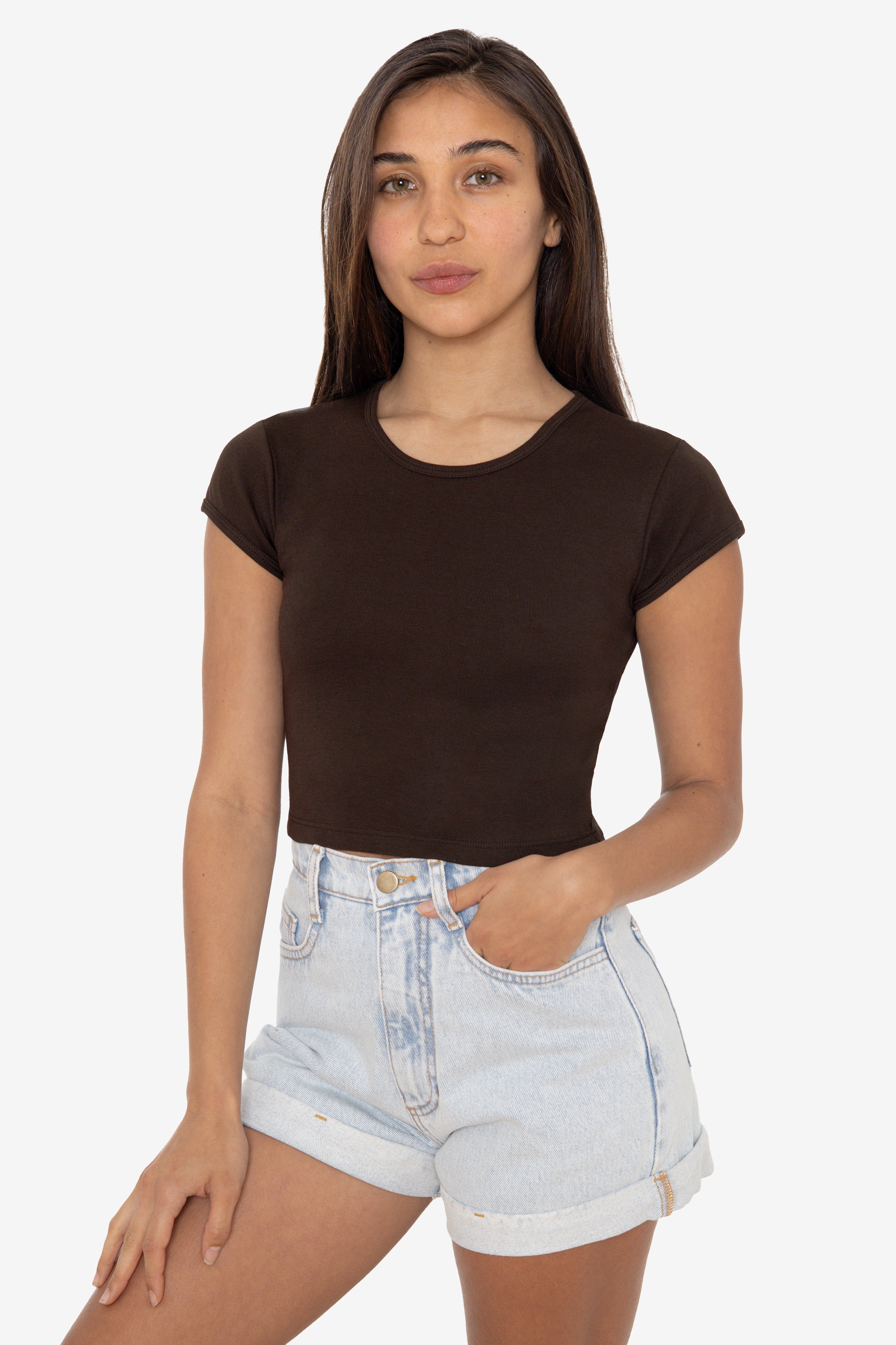 43035 - Cap Sleeve Baby Rib Crop Top – Los Angeles Apparel