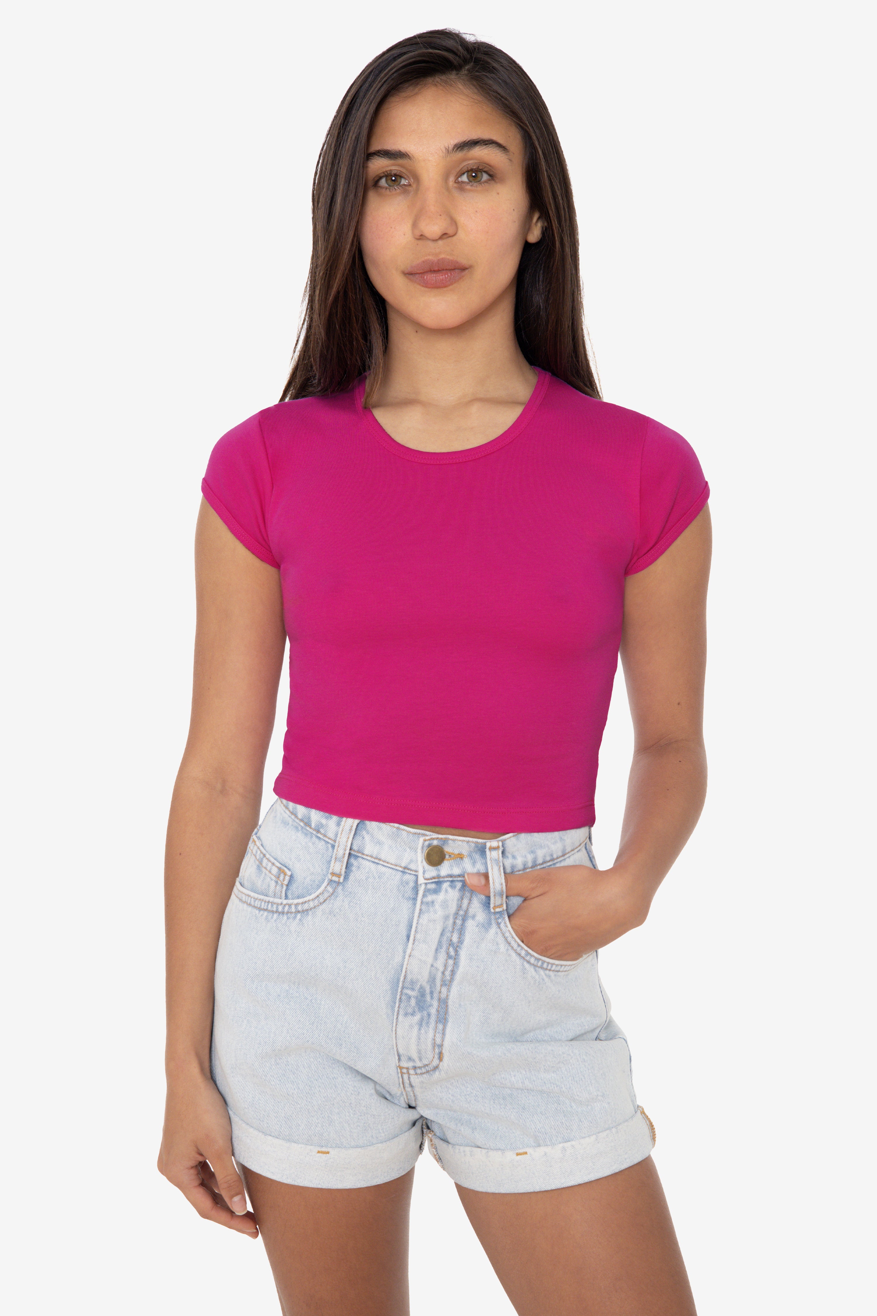 43035 - Cap Sleeve Baby Rib Crop Top – Los Angeles Apparel