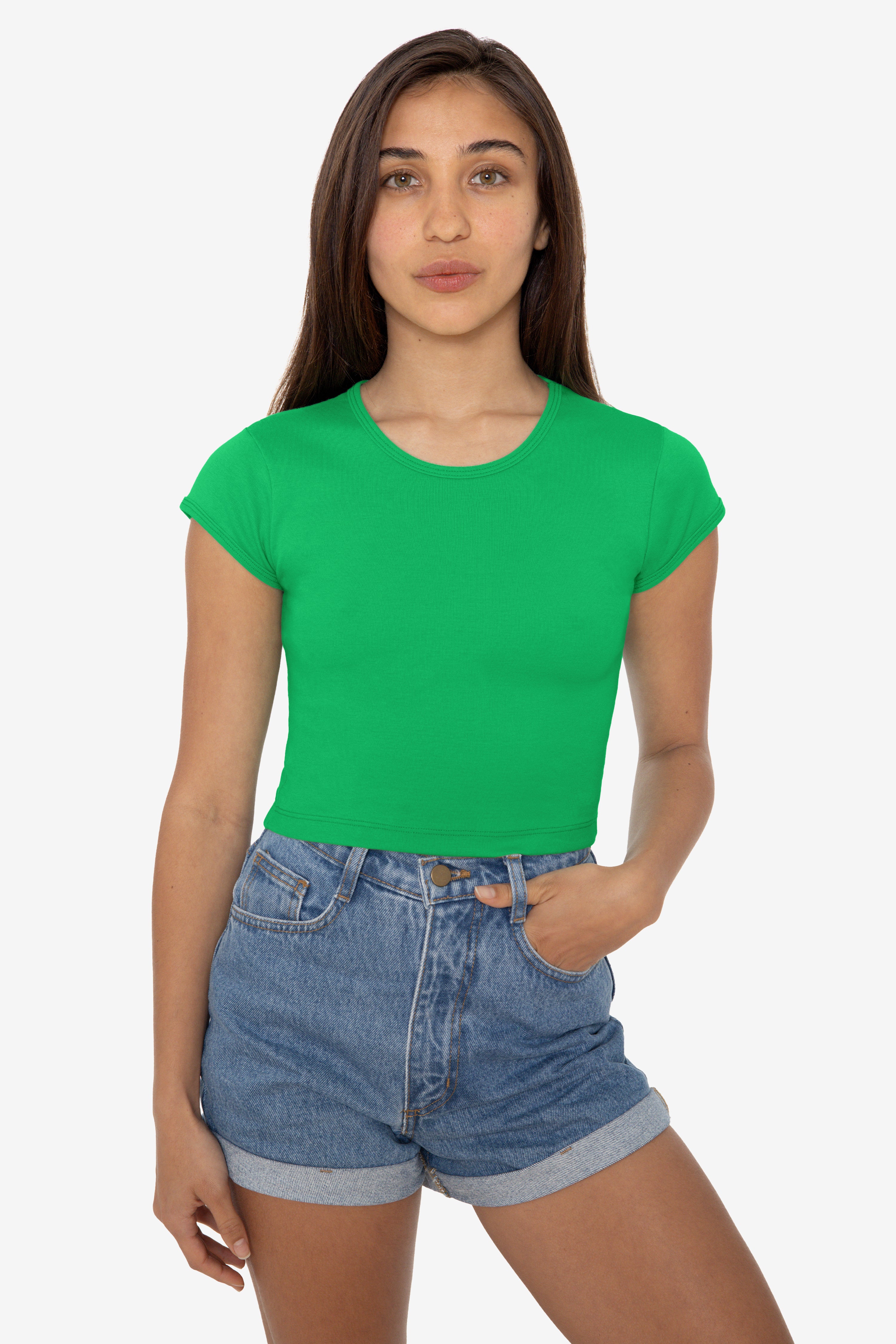 43035 - Cap Sleeve Baby Rib Crop Top – Los Angeles Apparel
