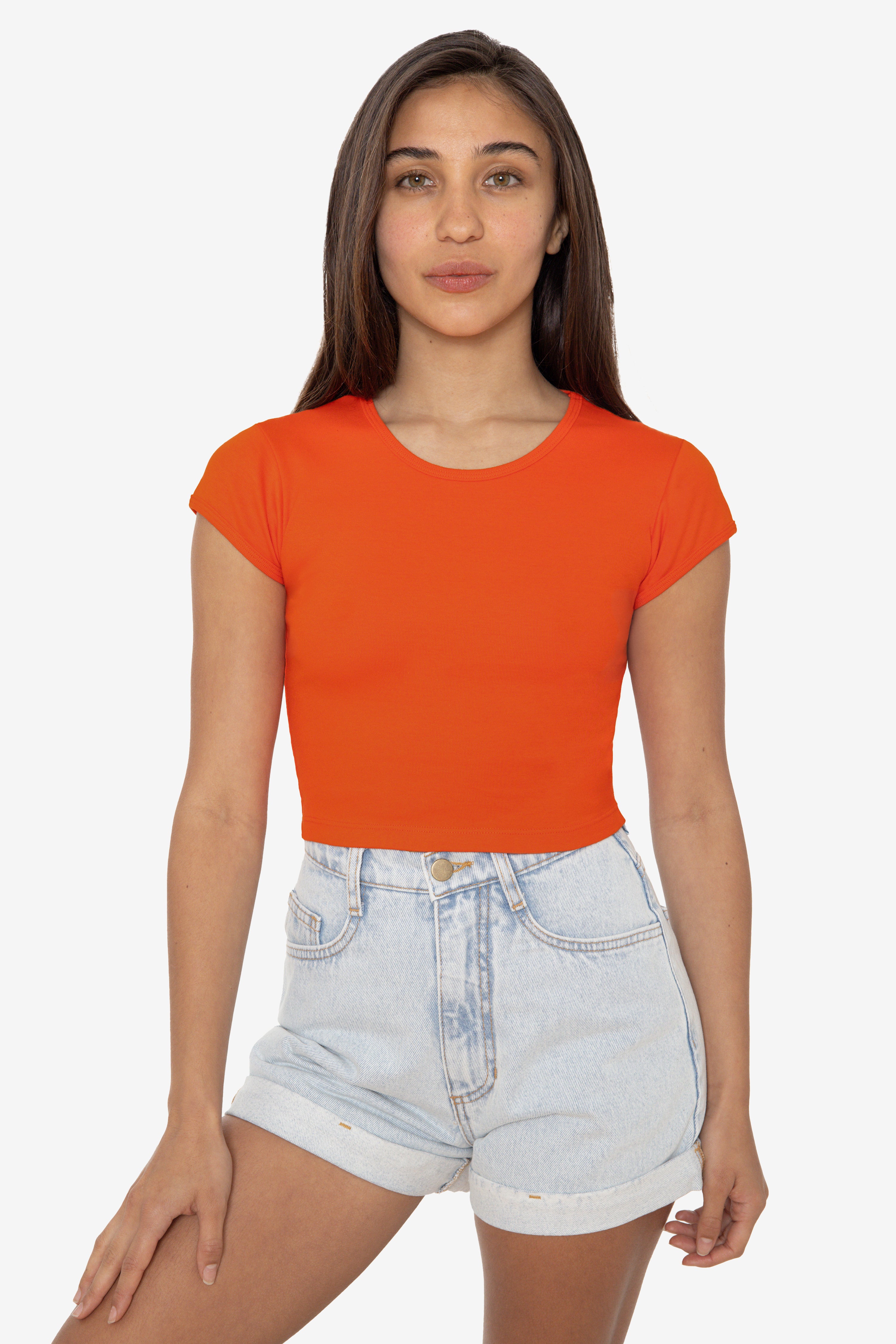 43035 - Cap Sleeve Baby Rib Crop Top – Los Angeles Apparel