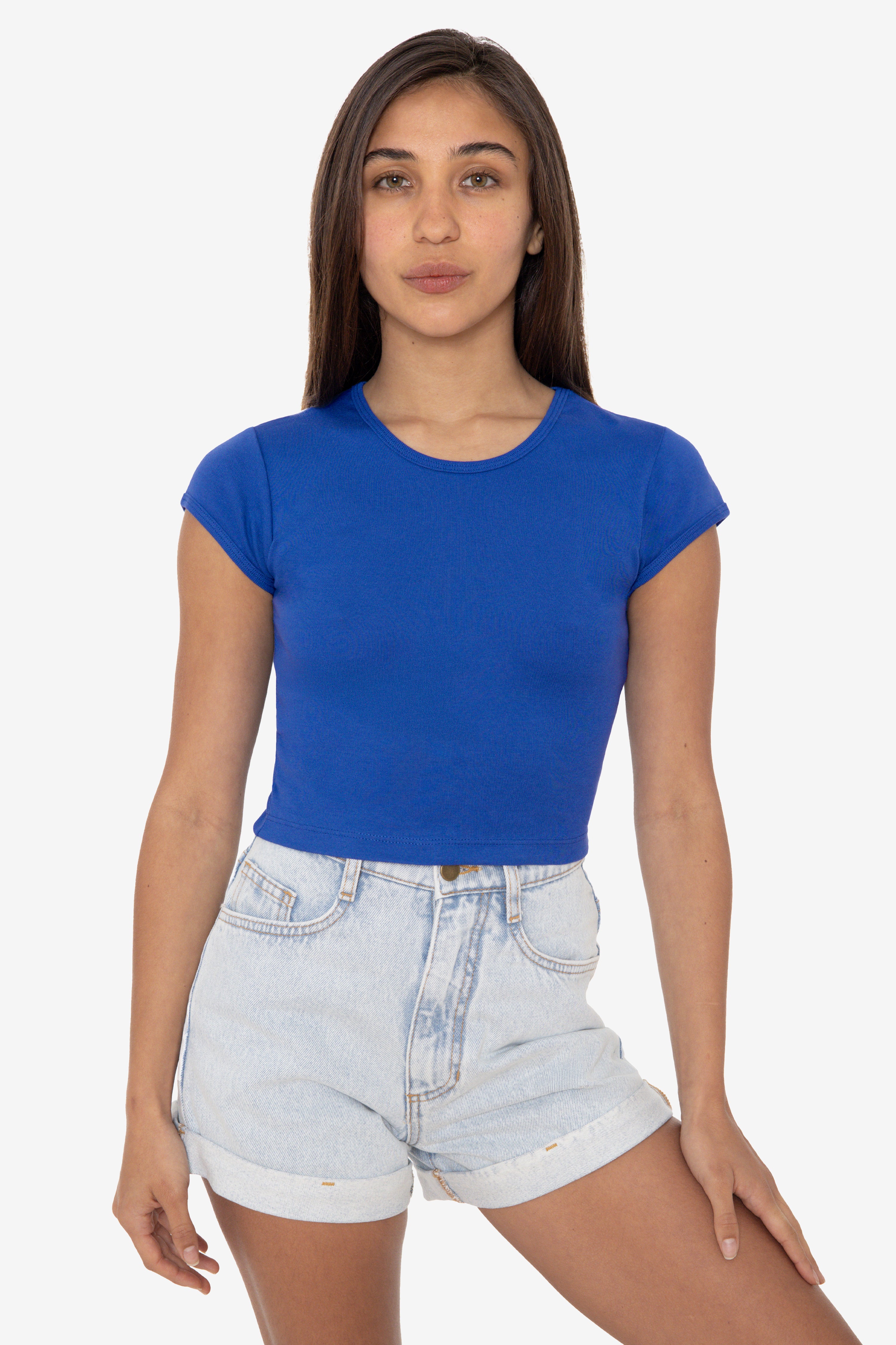 43035 - Cap Sleeve Baby Rib Crop Top – Los Angeles Apparel