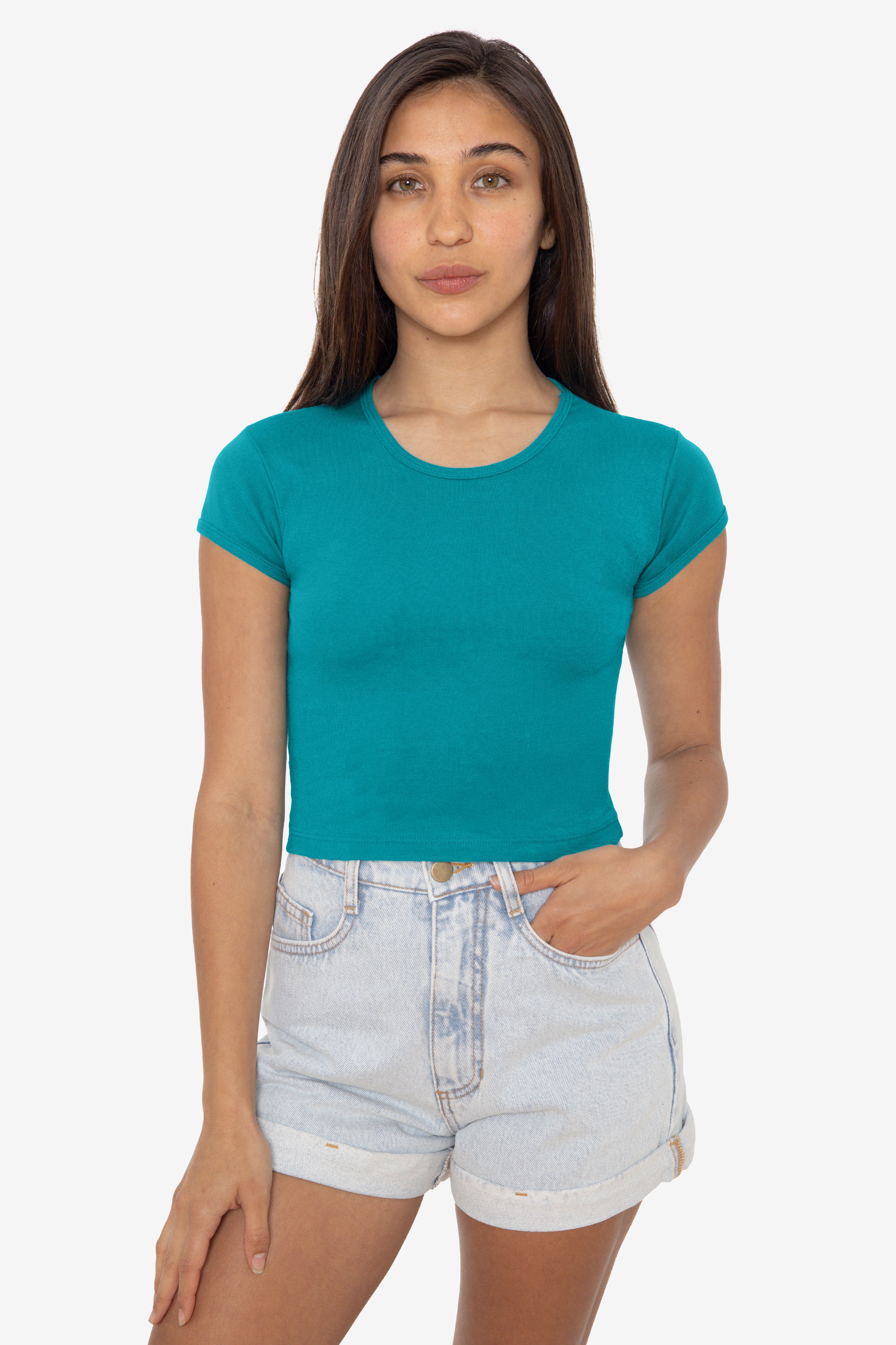 43035 - Cap Sleeve Baby Rib Crop Top – Los Angeles Apparel