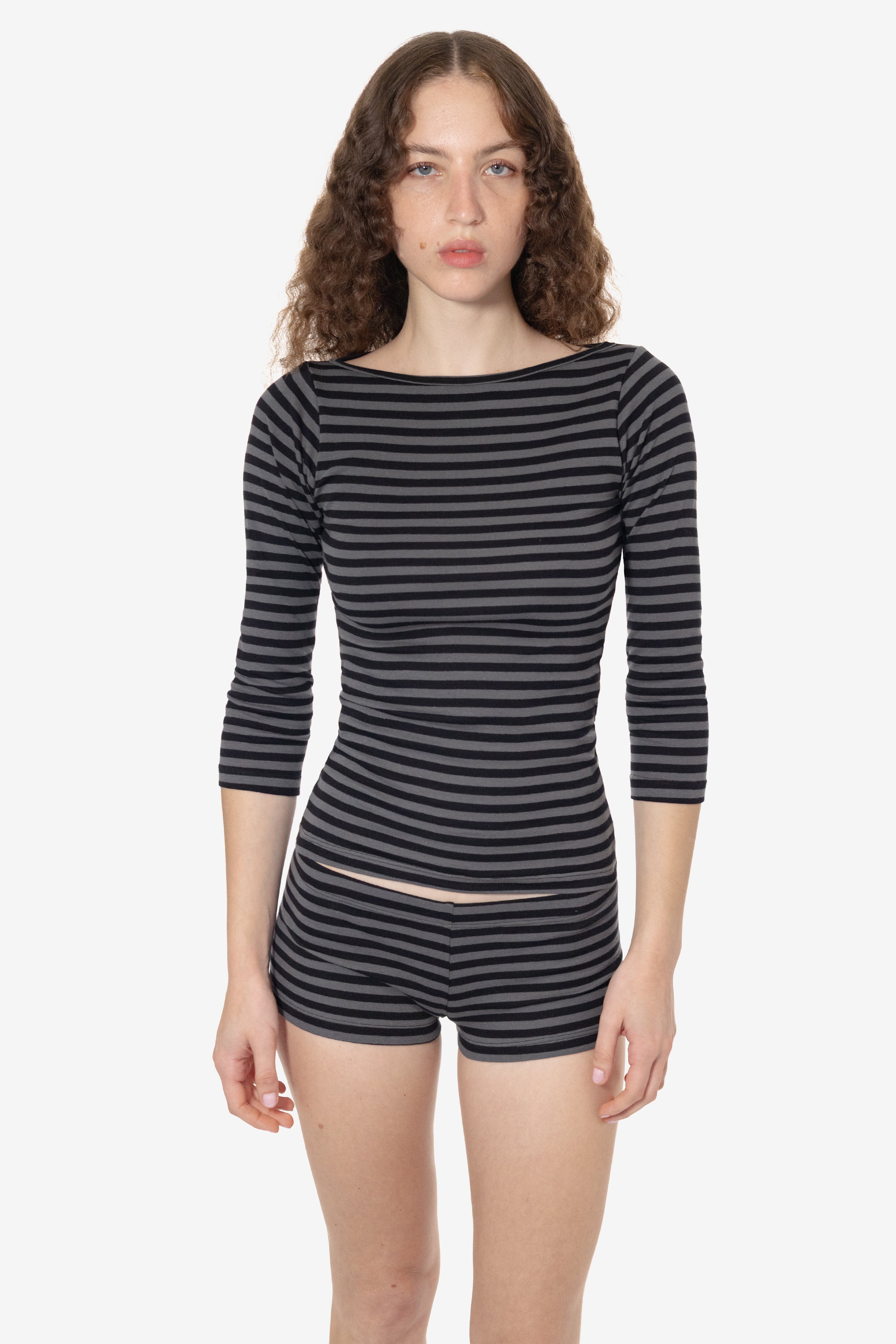 43044 - Baby Rib 3/4 Sleeve Boatneck Top – Los Angeles Apparel
