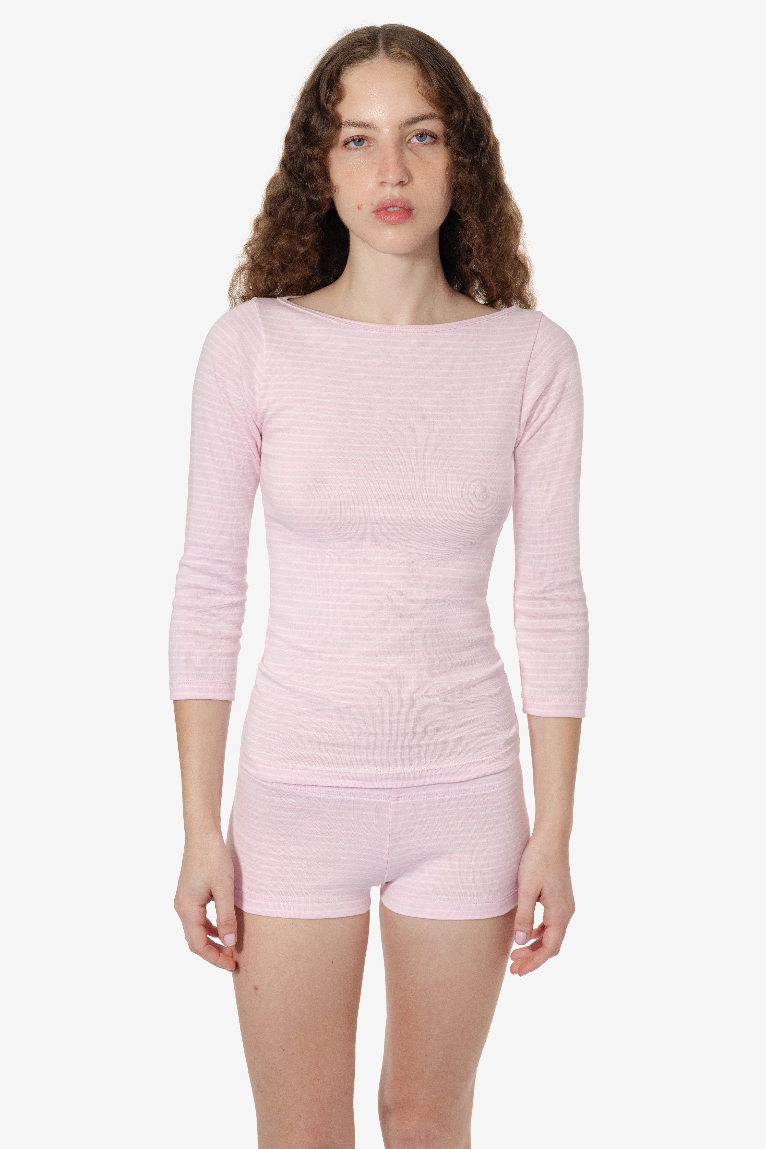 トップス Laura 43044 - Baby Rib 3/4 Sleeve Boatneck Top – Los Angeles Apparel
