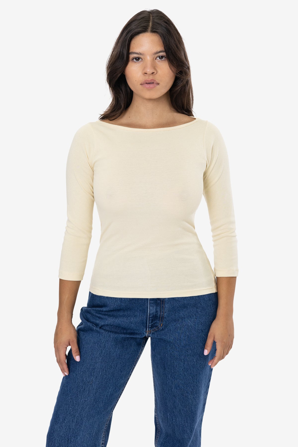 Liverpool Los Angeles Baby Rib 3/4 Sleeve Boatneck Top
