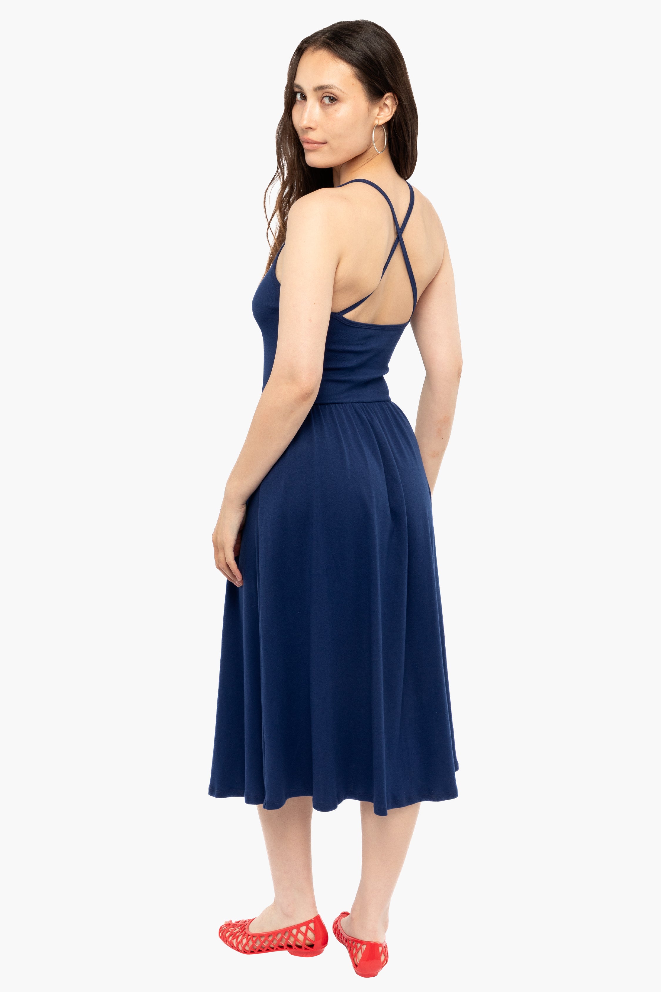 43208X - Baby Rib Cross Back Midi Dress – Los Angeles Apparel