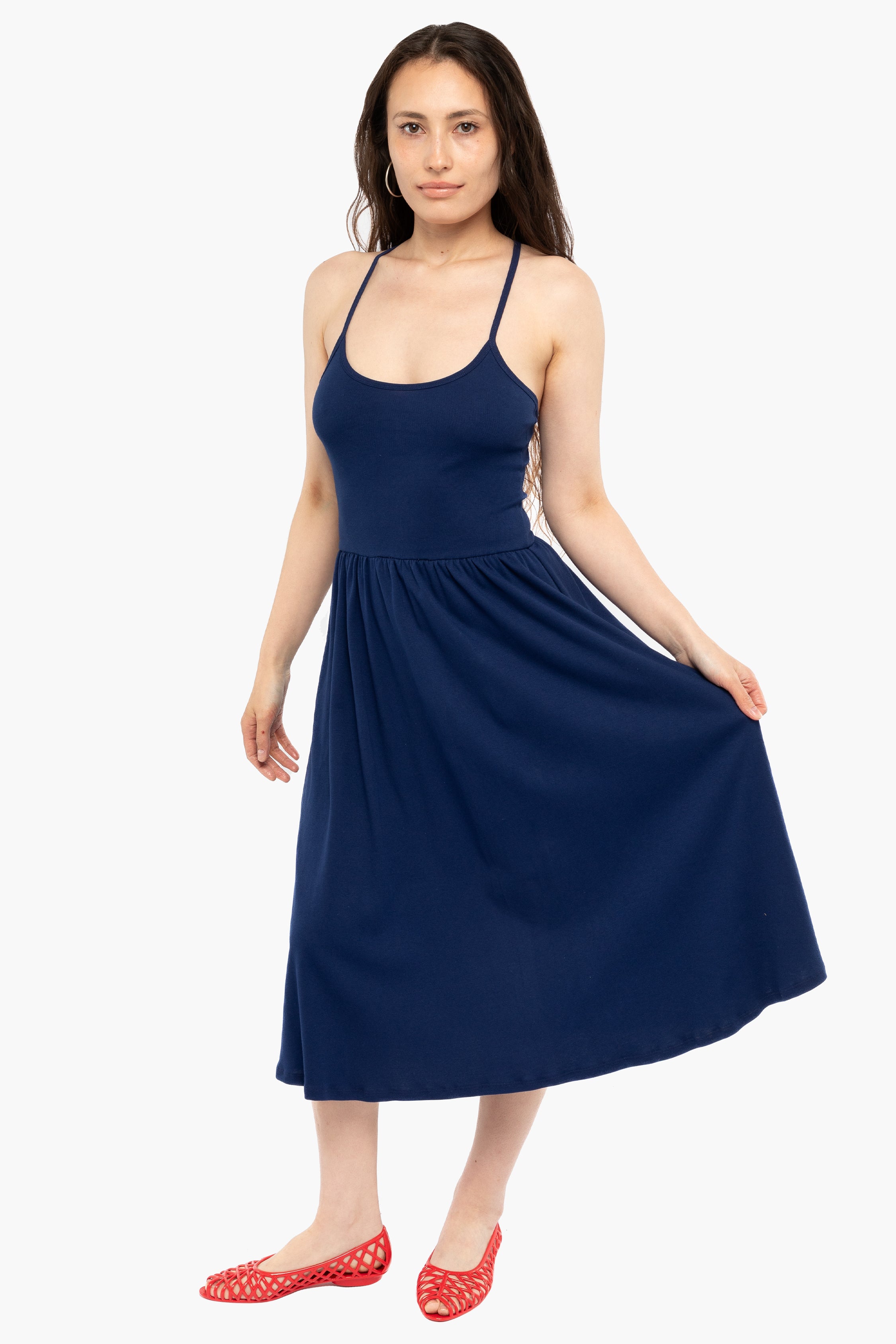43208X - Baby Rib Cross Back Midi Dress – Los Angeles Apparel