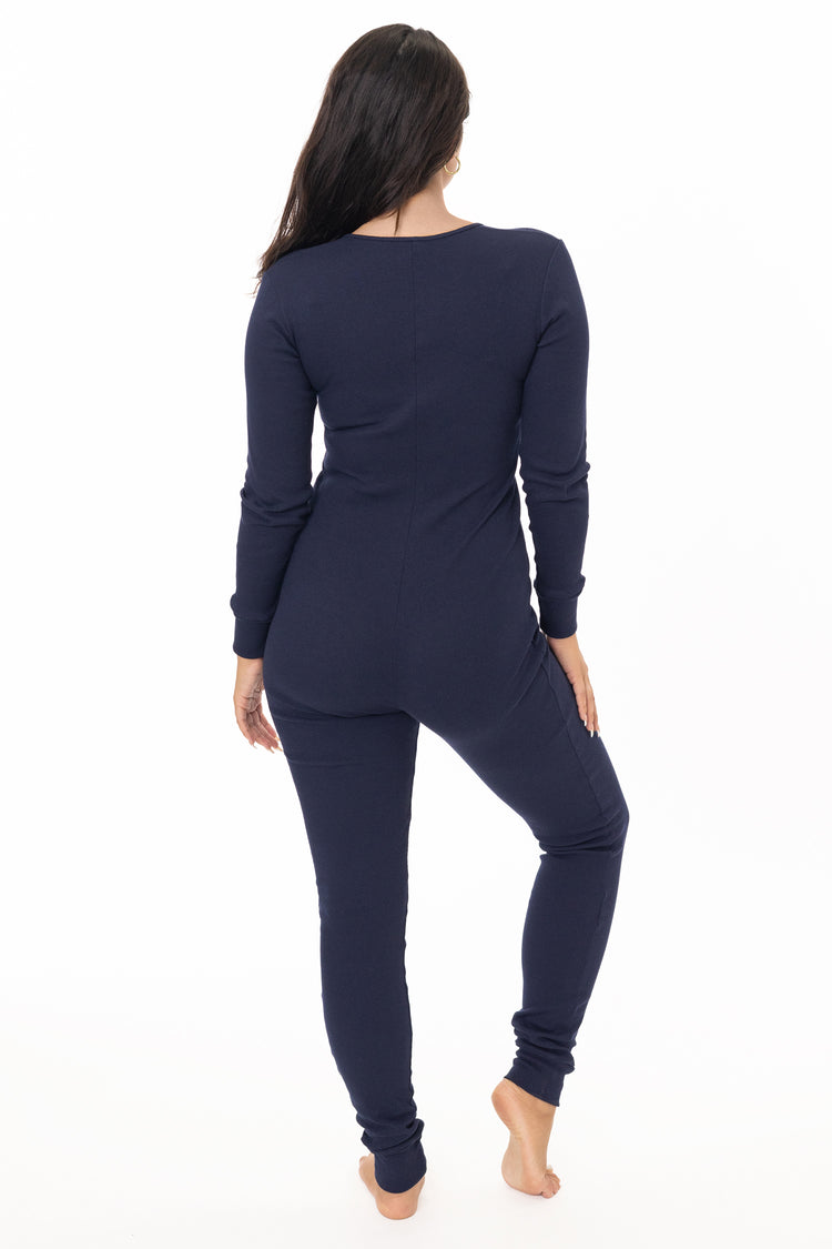 4390 - Poly Cotton Rib Henley One Piece