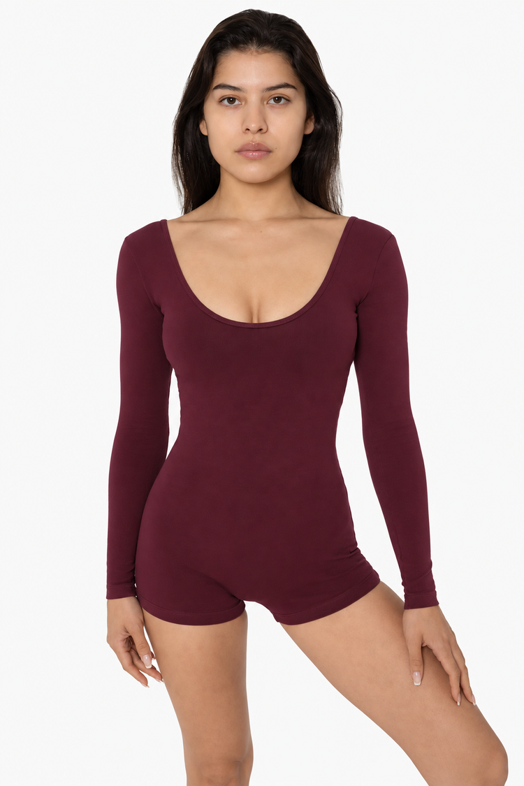 83027GD-SH - Garment Dye Long Sleeve Short Biketard