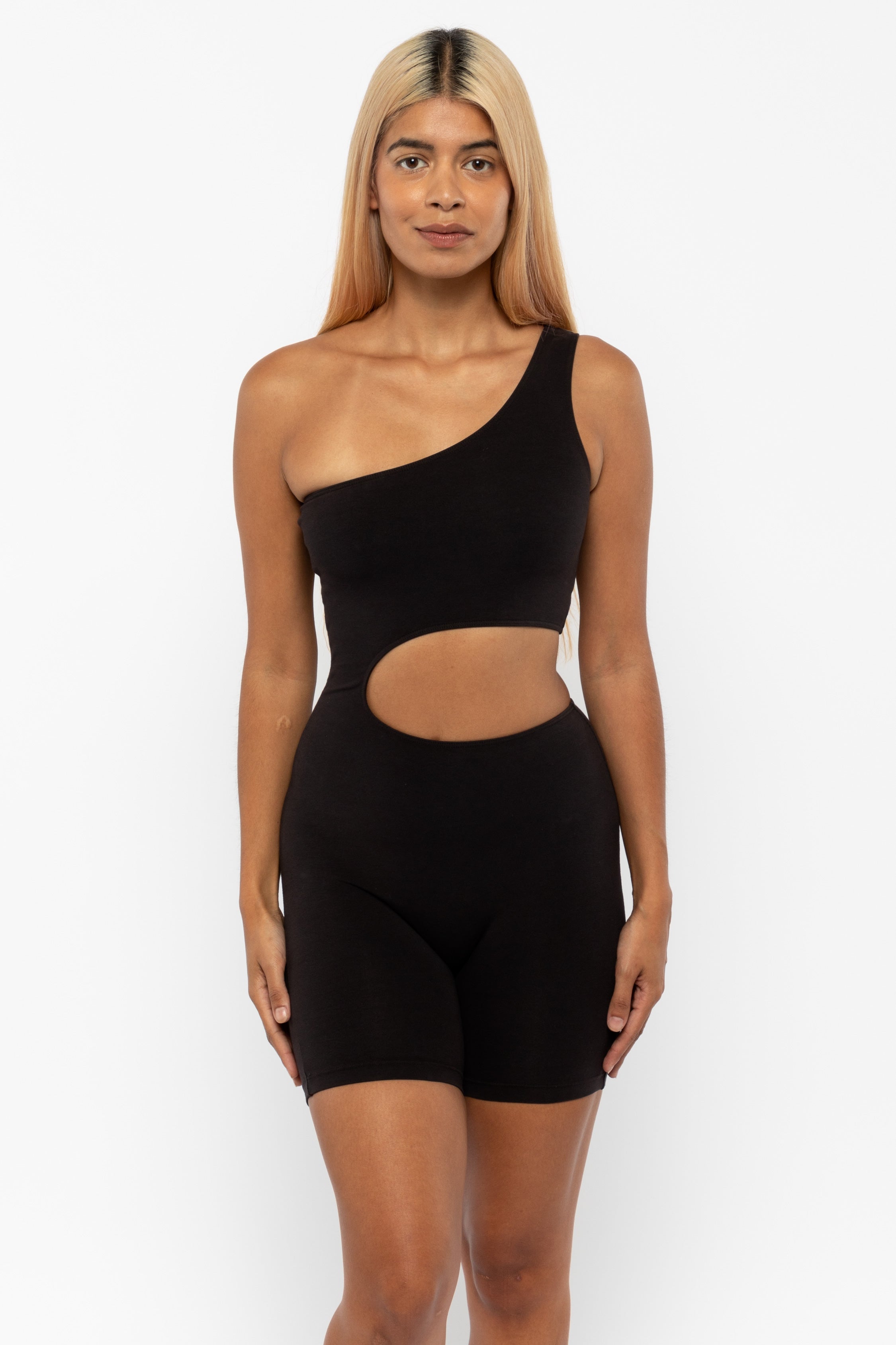 NWT Naked Wardrobe One Shoulder Cutout Black Sparkle Jumpsuit Size XL