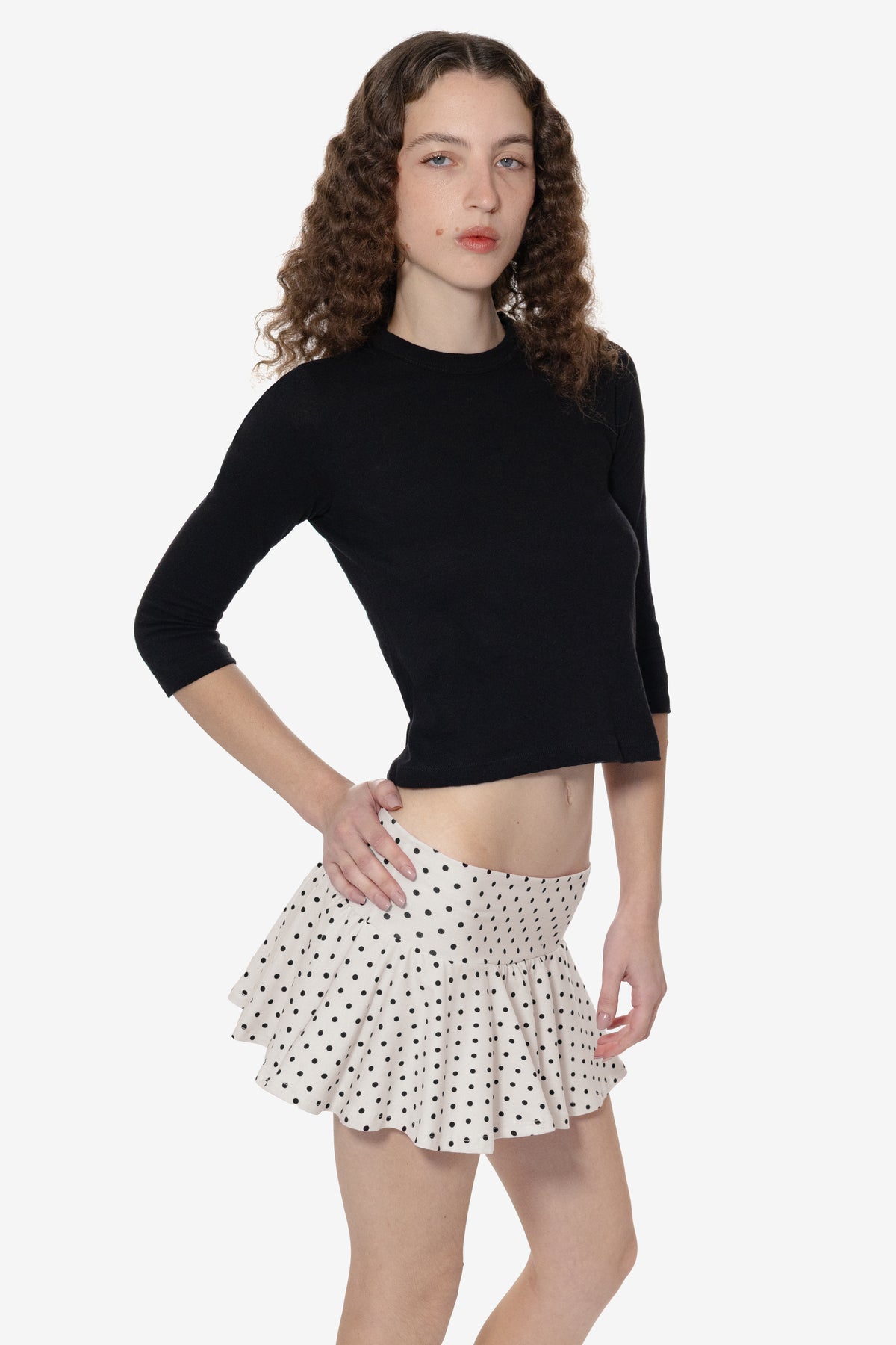 creme/black polka dots