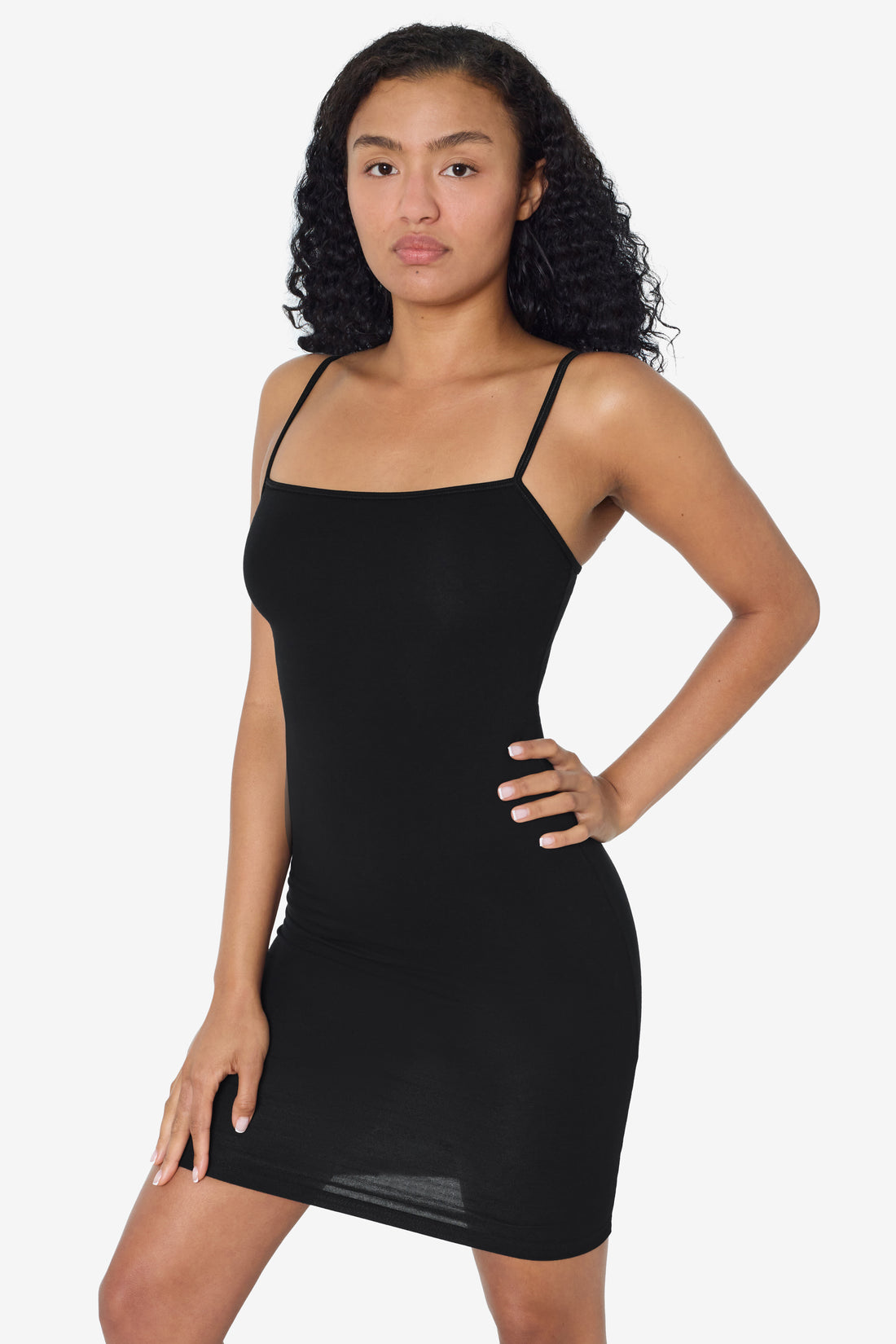 spaghetti dress black Los Angeles Apparel [color:black]color_family:black--8826683490561 The design has a Size:S (EU 34) Asymmetric draped cape-effect pleated