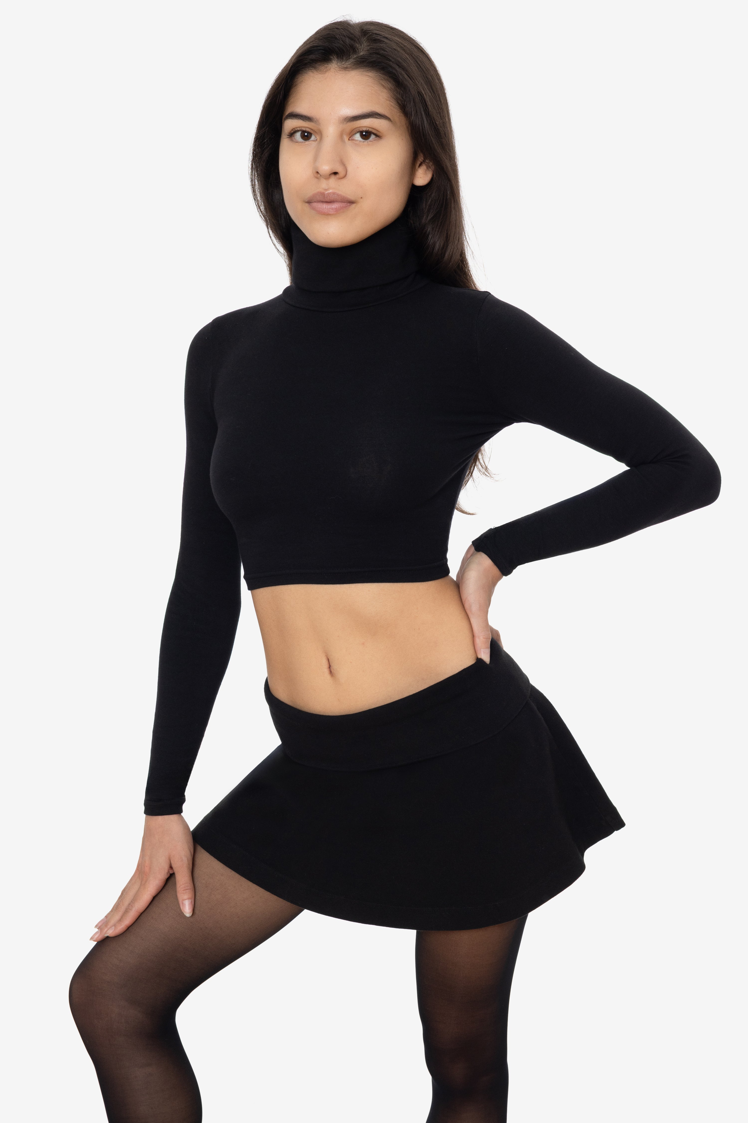 8366GD - Cropped Cotton Spandex Garment Dye Turtleneck – Los