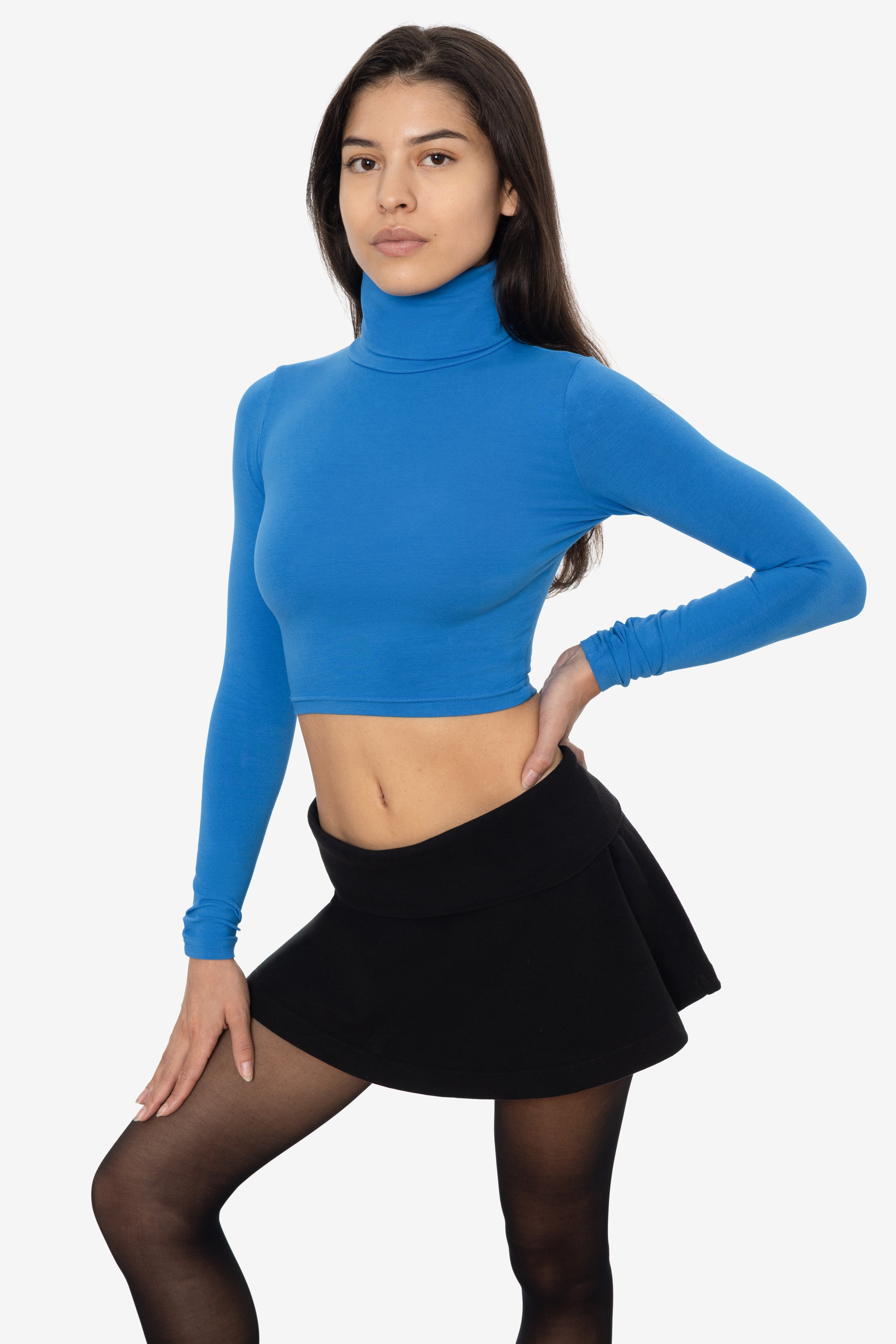 8366GD - Cropped Cotton Spandex Garment Dye Turtleneck – Los