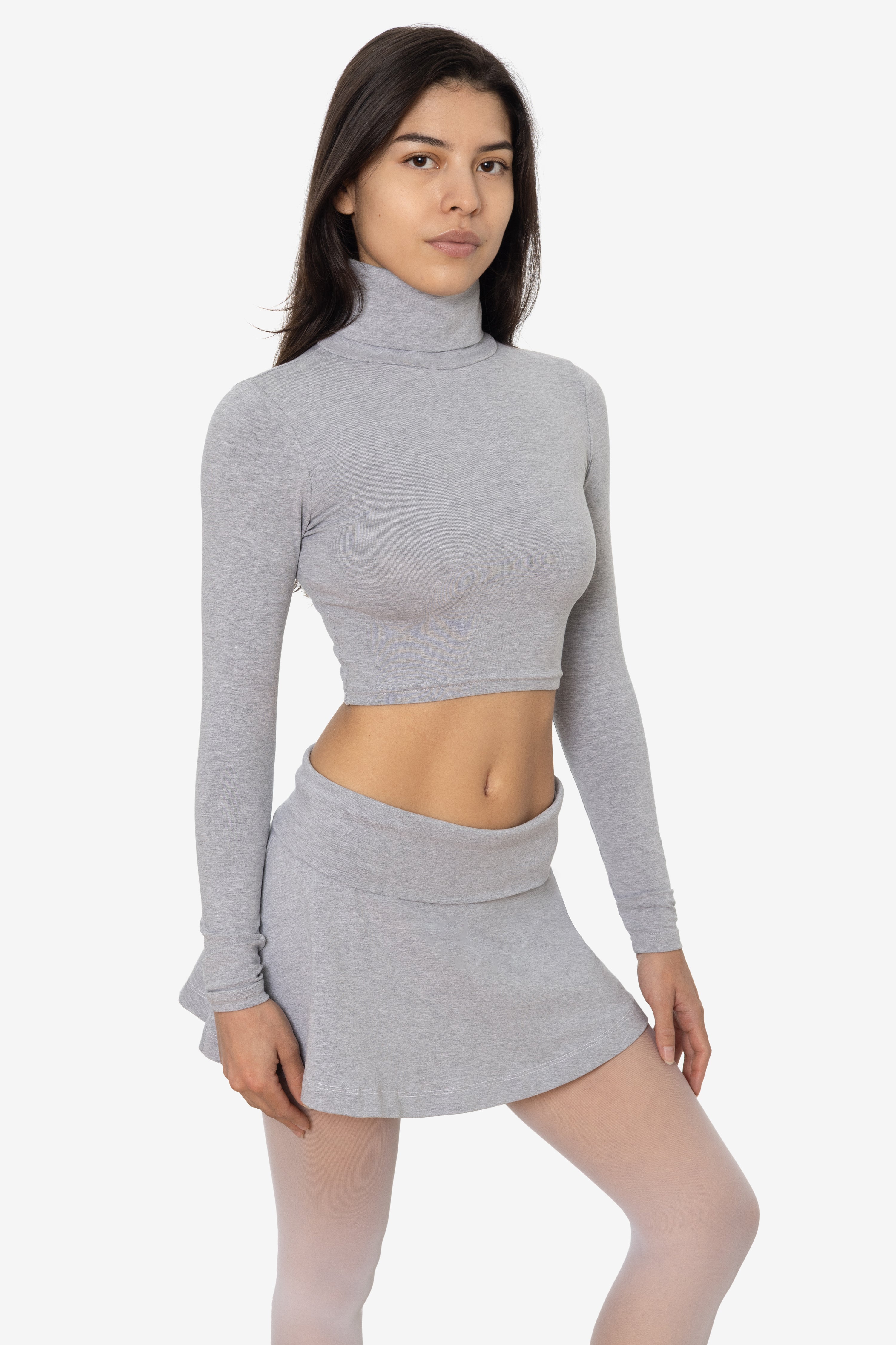 8366GD - Cropped Cotton Spandex Garment Dye Turtleneck – Los