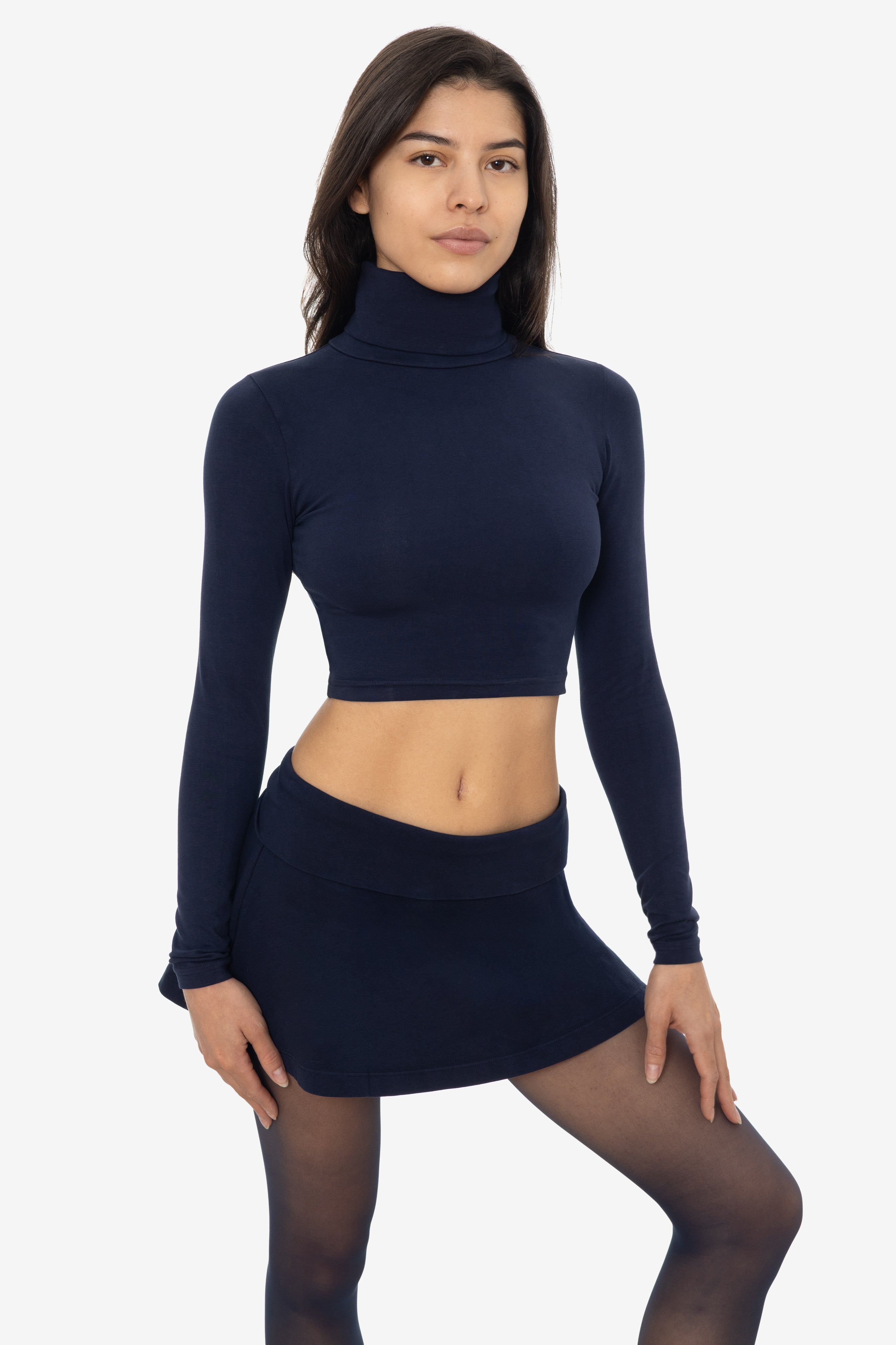8366GD - Cropped Cotton Spandex Garment Dye Turtleneck – Los