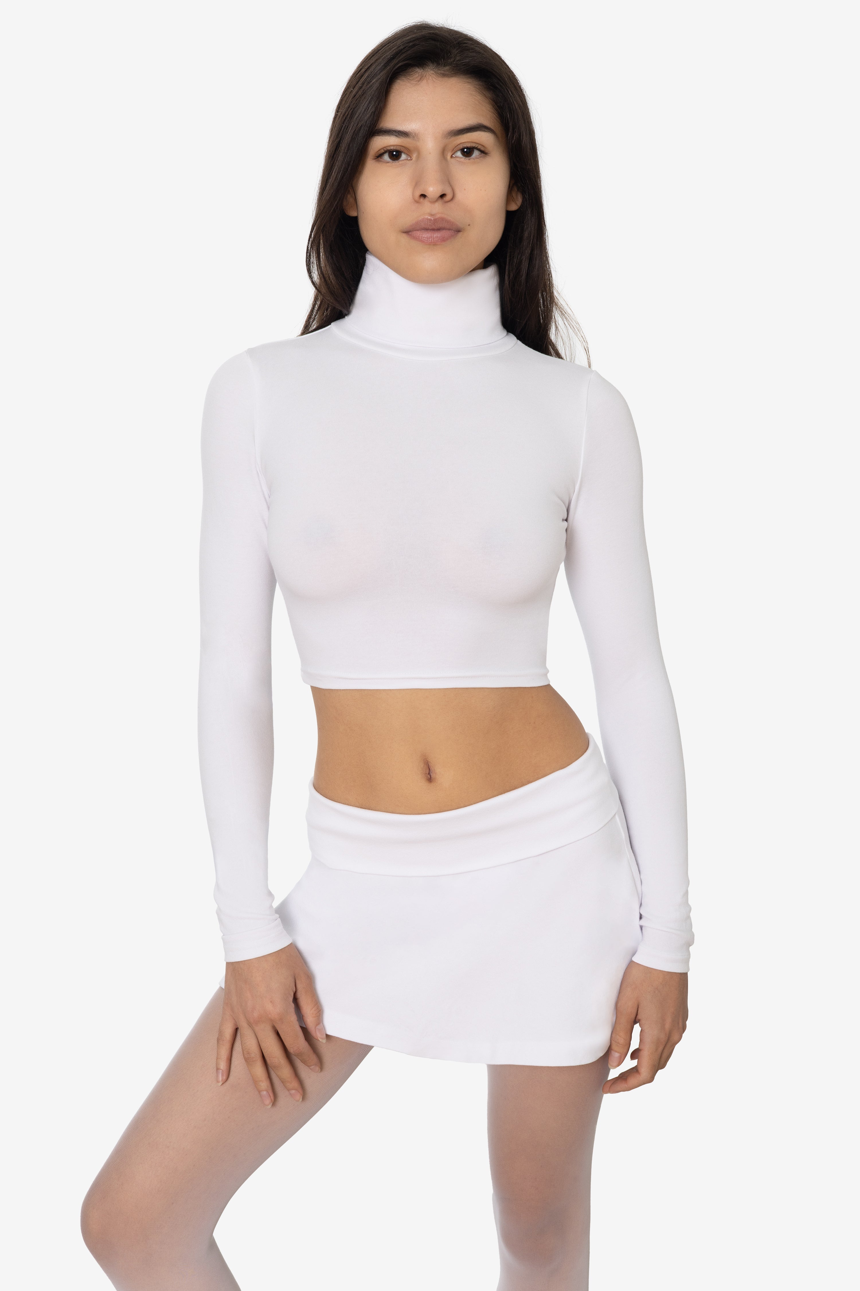 8366GD - Cropped Cotton Spandex Garment Dye Turtleneck – Los