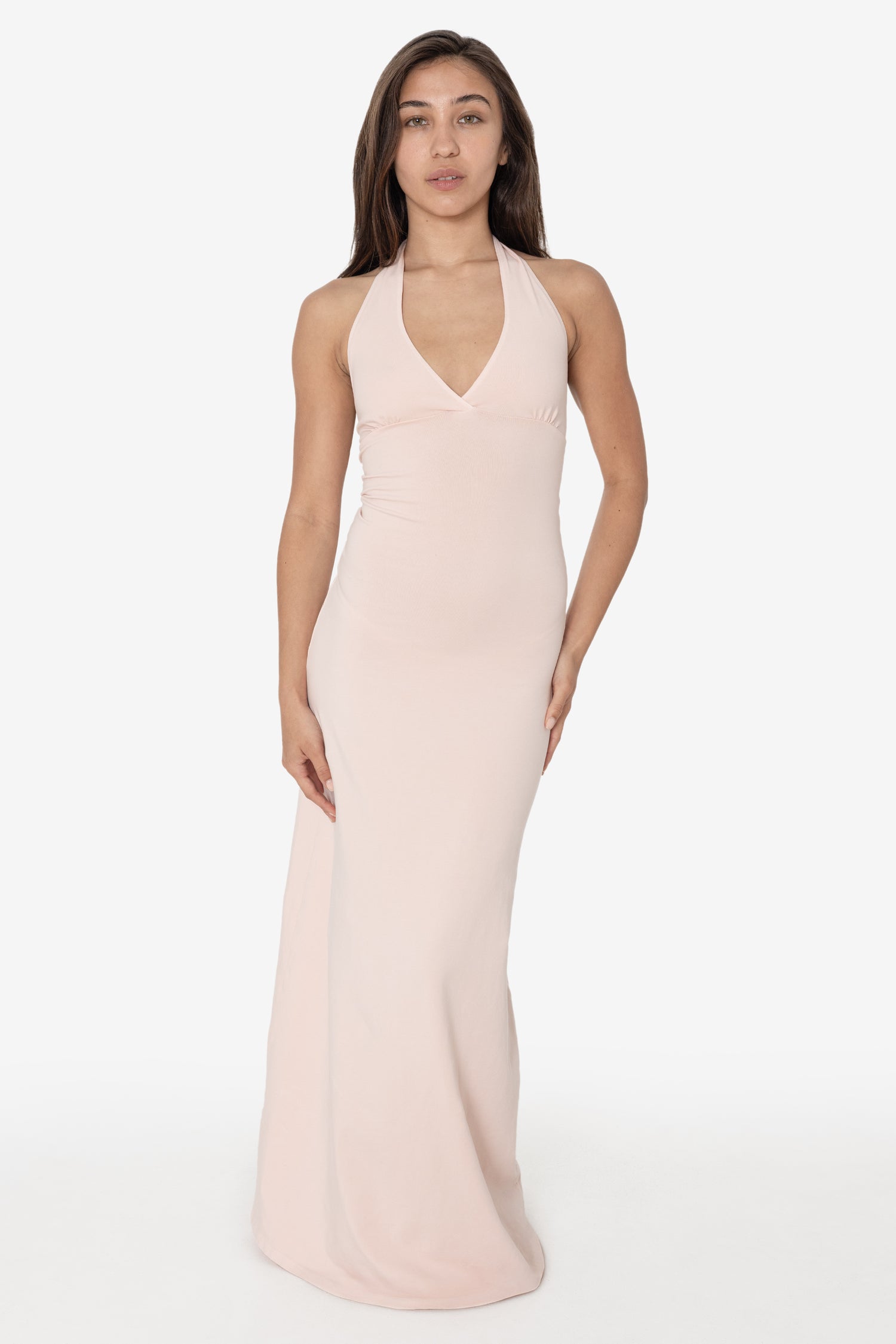 8374 - Cotton Spandex Halter Maxi Dress, Creme / XL 8374 - Cotton Spandex Halter Maxi Dress, Creme / XL