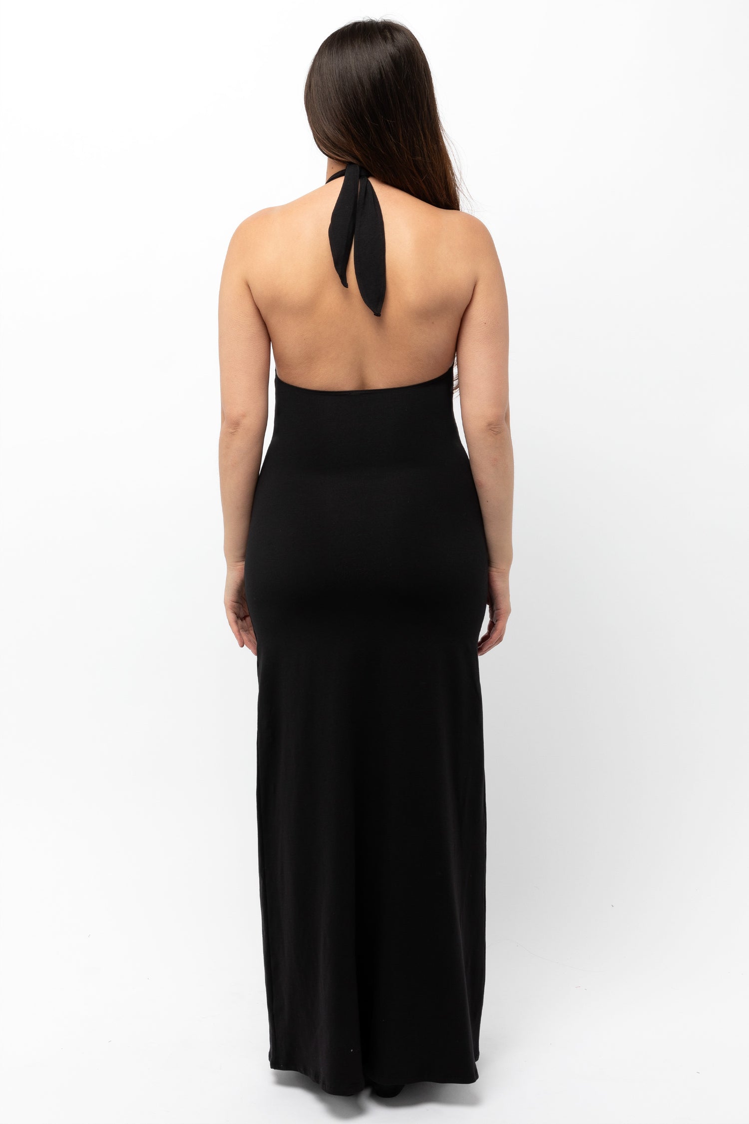 8374 - Cotton Spandex Halter Maxi Dress, Black / Xs 8374 - Cotton Spandex Halter Maxi Dress, Black / Xs